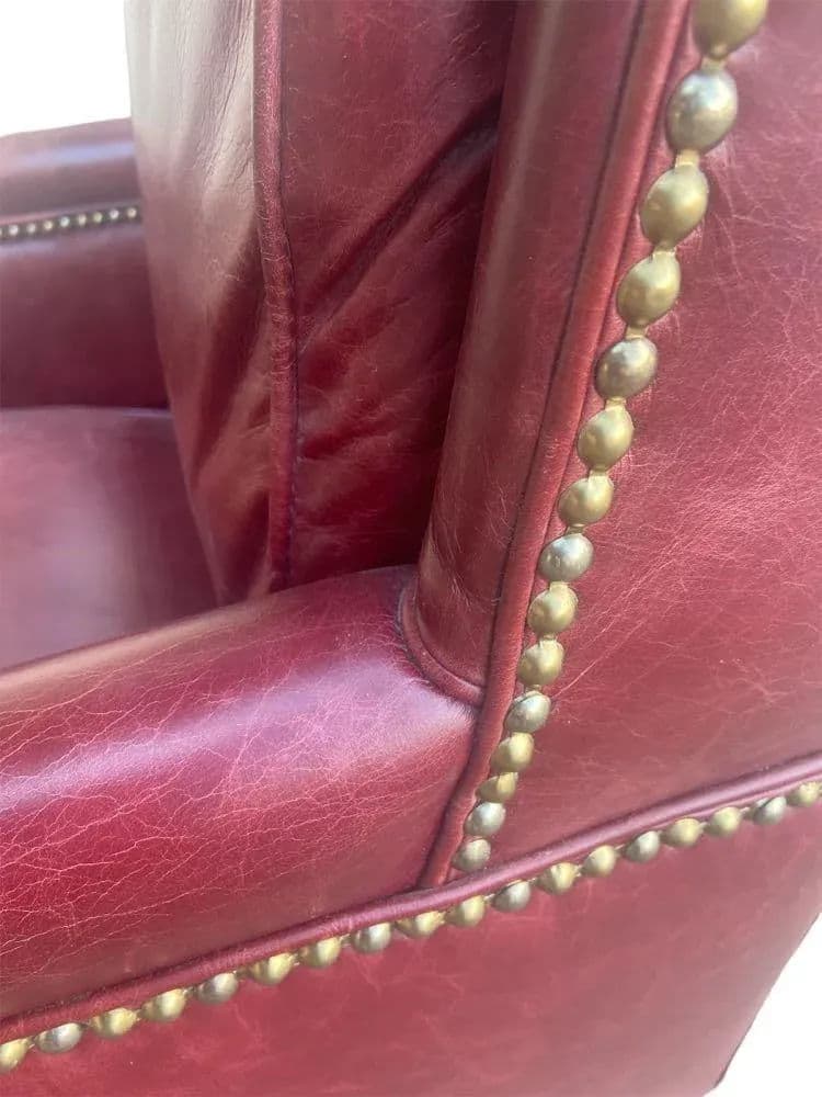 Hancock & Moore 'Hamilton' Red Leather Tall Executive Swivel Chair - Vintage Late 20th Century - Thumbnail 4