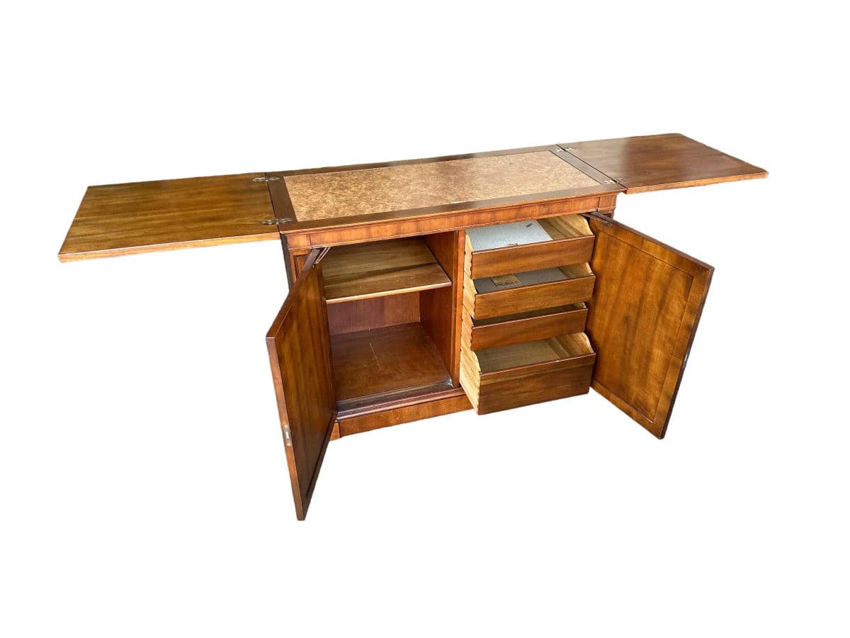 Kindel Grand Rapids 'Milano' Cherry Wood Rolling Buffet Server or Dry Bar - 1960s - Thumbnail 8