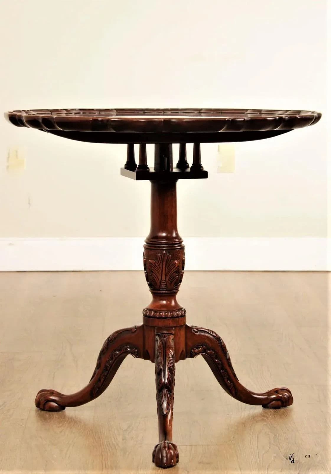 Henkel Harris Vintage 1990s Mahogany Tilt Top Ball & Claw Wine Table - Thumbnail 4