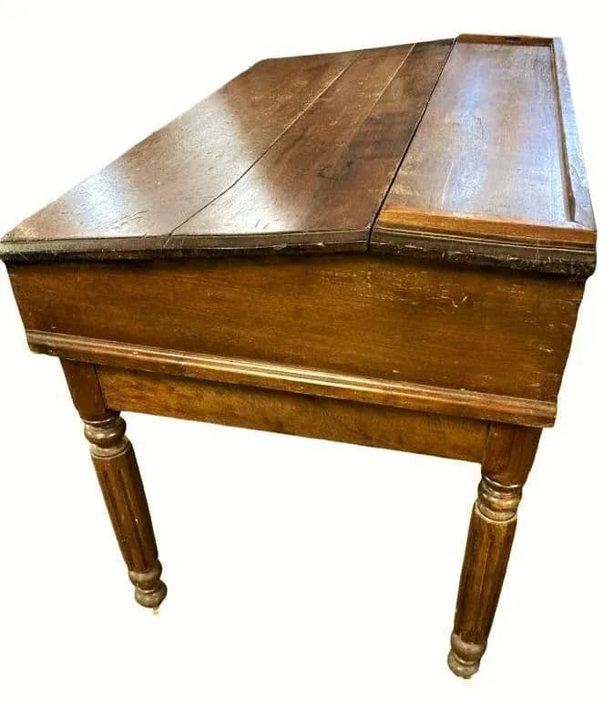 19th Century Antique Walnut Slant Top 48" W X 46" D X 37" H Merchant or Drafting Desk for Use Standing - Thumbnail 4