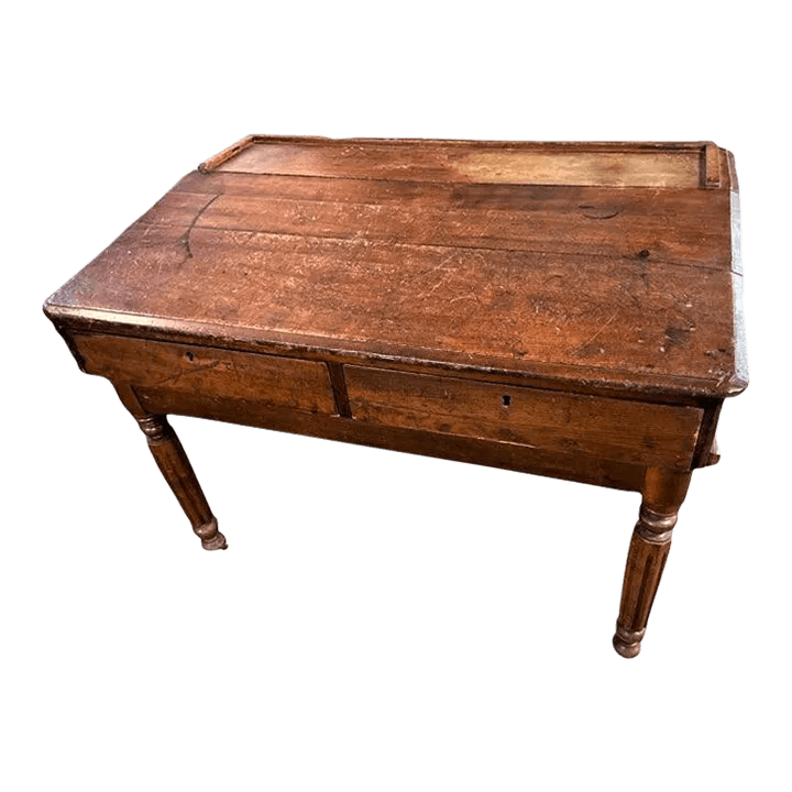19th Century Antique Walnut Slant Top 48" W X 46" D X 37" H Merchant or Drafting Desk for Use Standing - Thumbnail 2