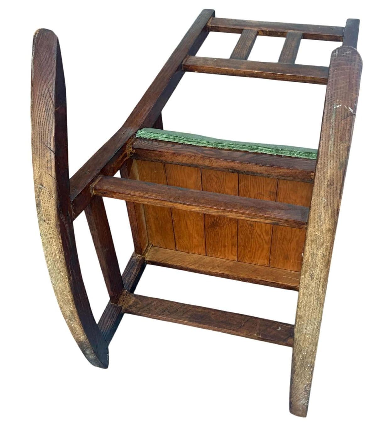 Antique Stickley Attributed Small Quarter Sawn Oak Rocking Chair With New Leather Seat Upholstery - Circa 1905 - Thumbnail 6