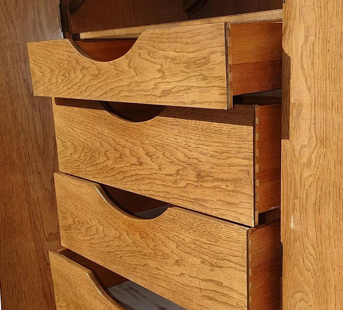 Thomasville Spanish Colonial Hollywood Regency Style Mid Century Oak Armoire - Vintage 1960s - Thumbnail 5