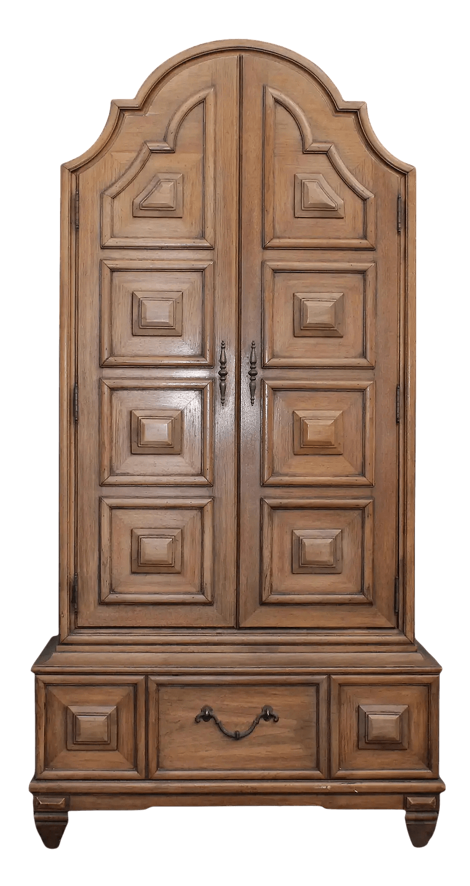 Thomasville Spanish Colonial Hollywood Regency Style Mid Century Oak Armoire - Vintage 1960s - Thumbnail 9
