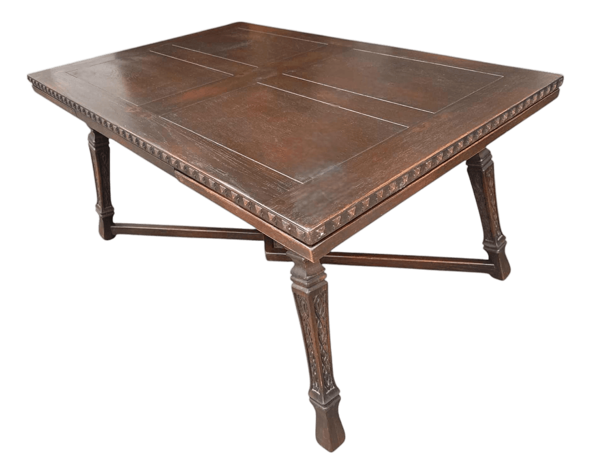 Vintage Viking Oak Dining Table 60" With Pullout Leaves Extending to 96" - Circa 1950 Attributed to Romweber - Thumbnail 2