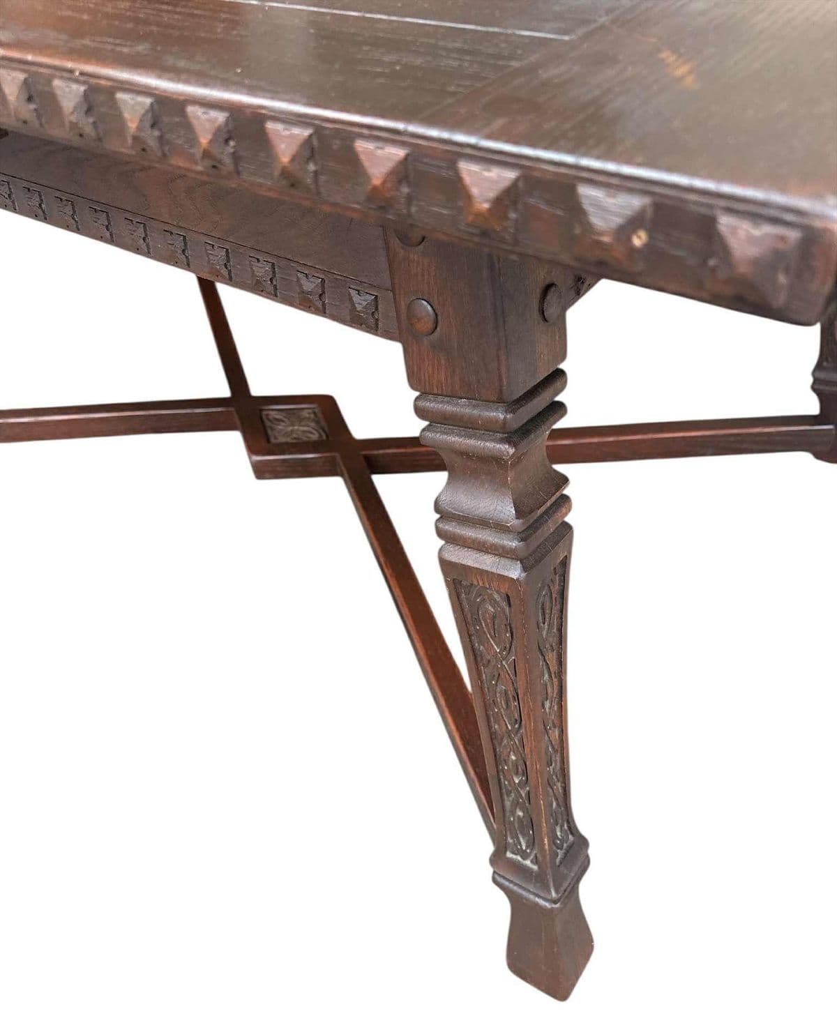 Vintage Viking Oak Dining Table 60" With Pullout Leaves Extending to 96" - Circa 1950 Attributed to Romweber - Thumbnail 3