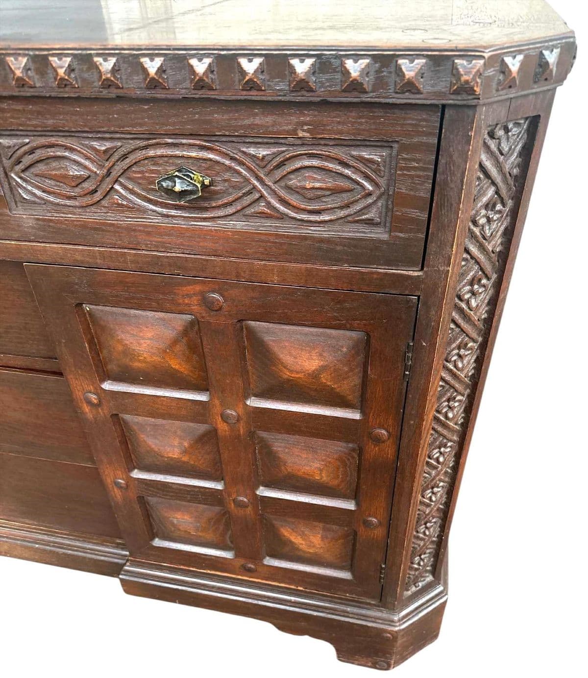 Romweber Viking Oak Arts & Crafts Sideboard or Credenza - Vintage 1950s, Attributed - Thumbnail 7