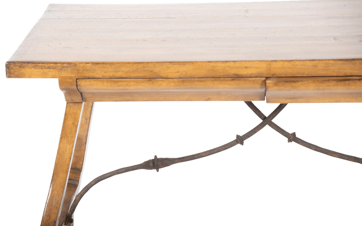 Antique Spanish Writing Desk or Console Table With Iron Stretcher - Circa Early 20th Century - Thumbnail 3