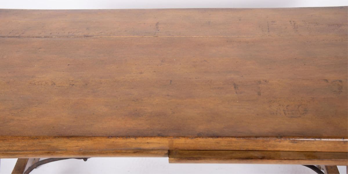 Antique Spanish Writing Desk or Console Table With Iron Stretcher - Circa Early 20th Century - Thumbnail 5