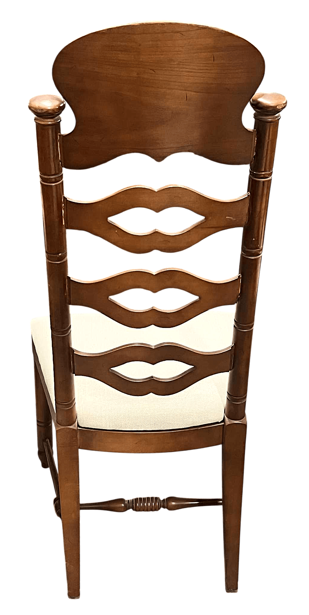 Vintage Drexel Attributed Spanish Revival Maple Wood Ladderback Dining Chairs With New Seat Upholstery - Set of 6 - Thumbnail 4