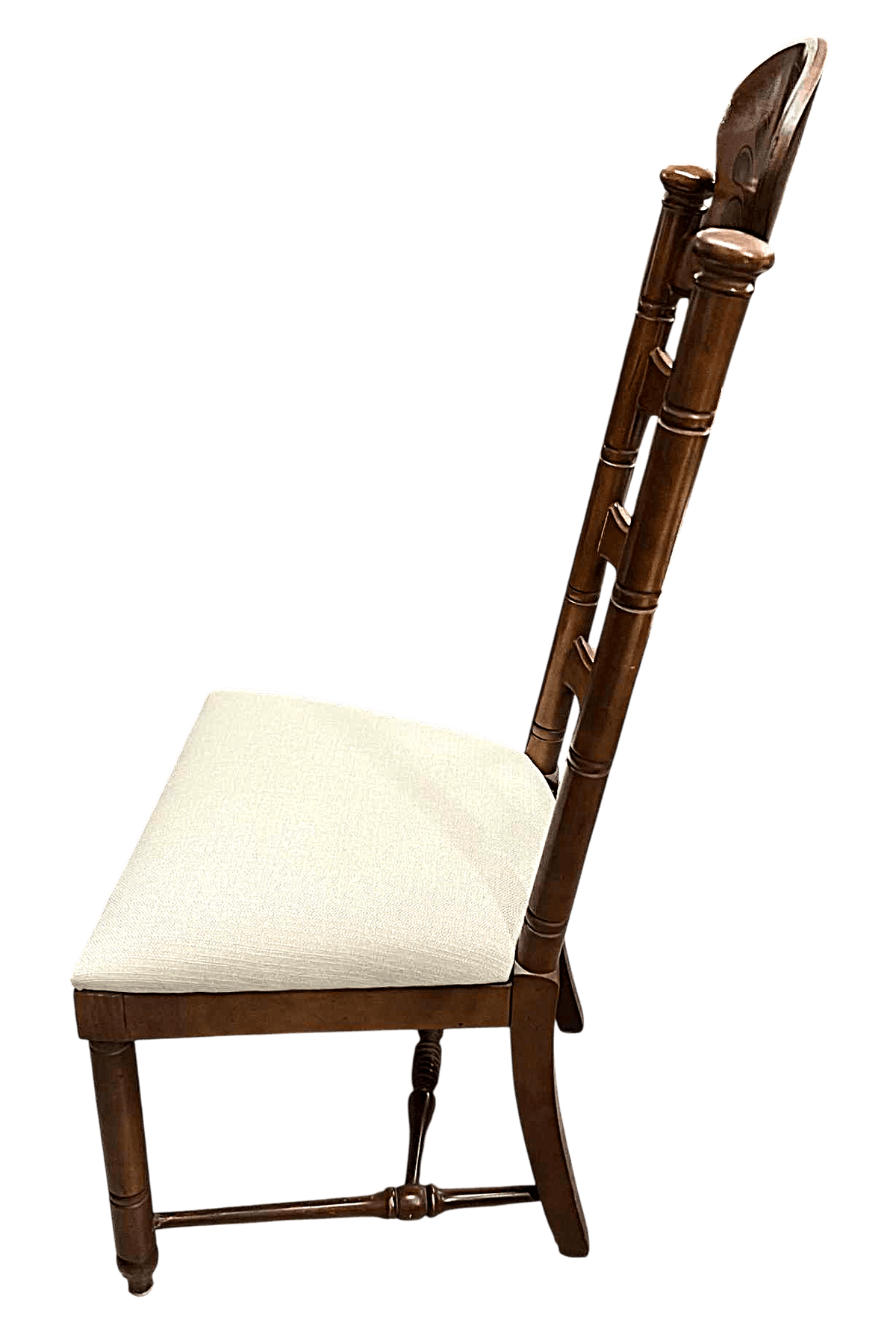 Vintage Drexel Attributed Spanish Revival Maple Wood Ladderback Dining Chairs With New Seat Upholstery - Set of 6 - Thumbnail 5