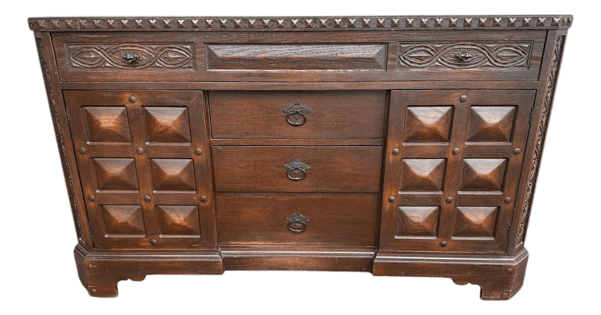 Romweber Viking Oak Arts & Crafts Sideboard or Credenza - Vintage 1950s, Attributed - Thumbnail 2