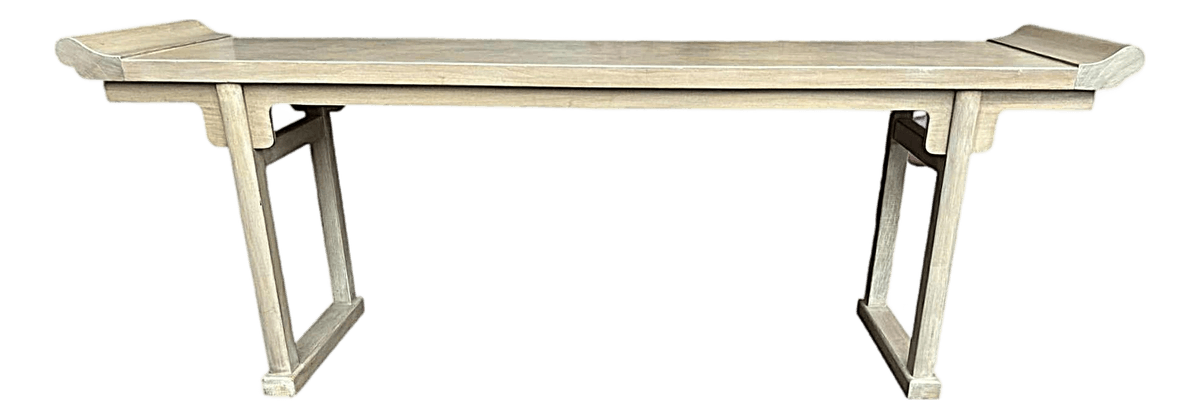 Late 20th Century McGuire San Francisco Monumental 93" Cerused Wood Ming Style Altar Table - Thumbnail 2