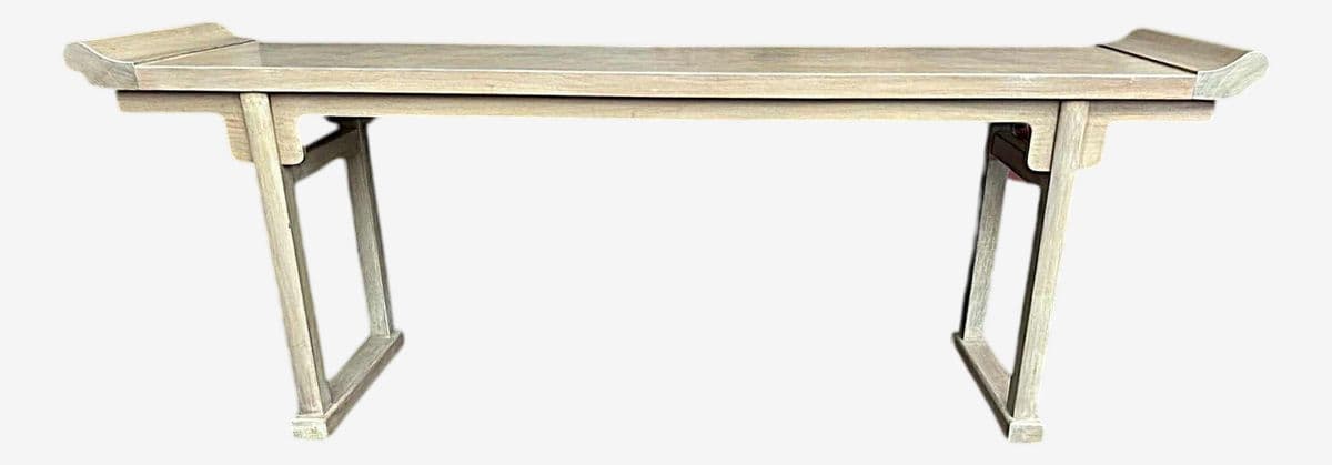 Late 20th Century McGuire San Francisco Monumental 93" Cerused Wood Ming Style Altar Table - Image 1