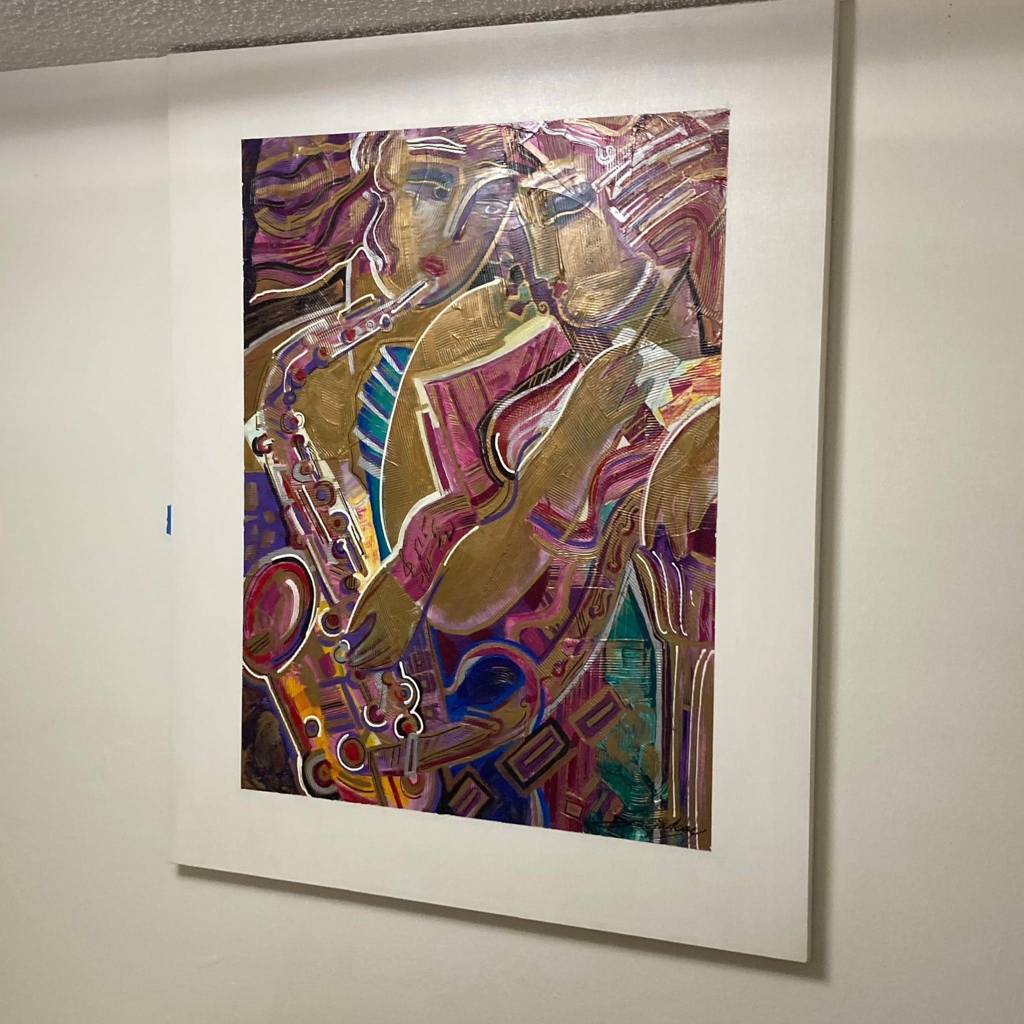 Abstract Musician Signed Acrylic Paintong by Vadik Suljakov - Thumbnail 5