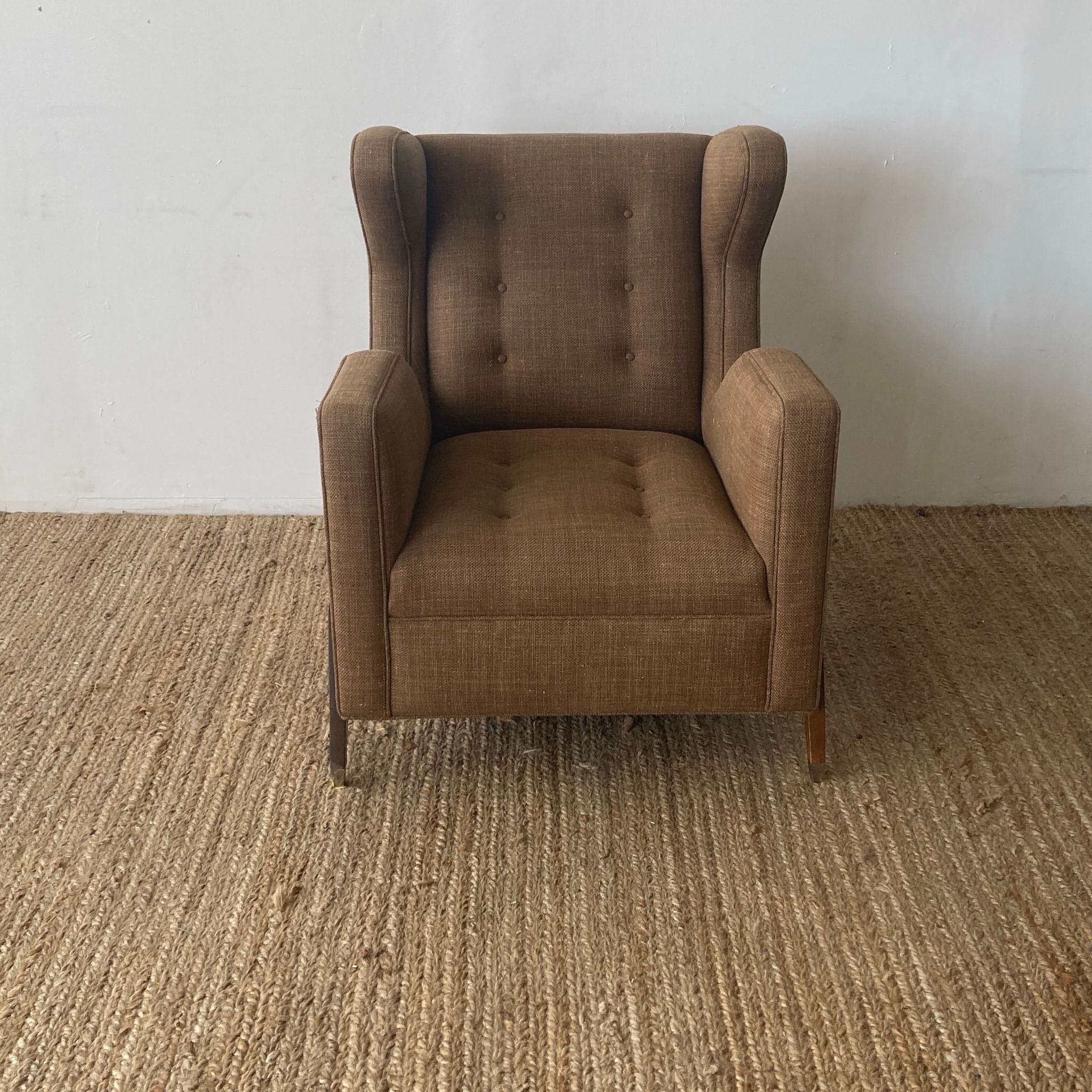 Custom Made Mid-Century Modern Wingback Lounge Chair - Image 1