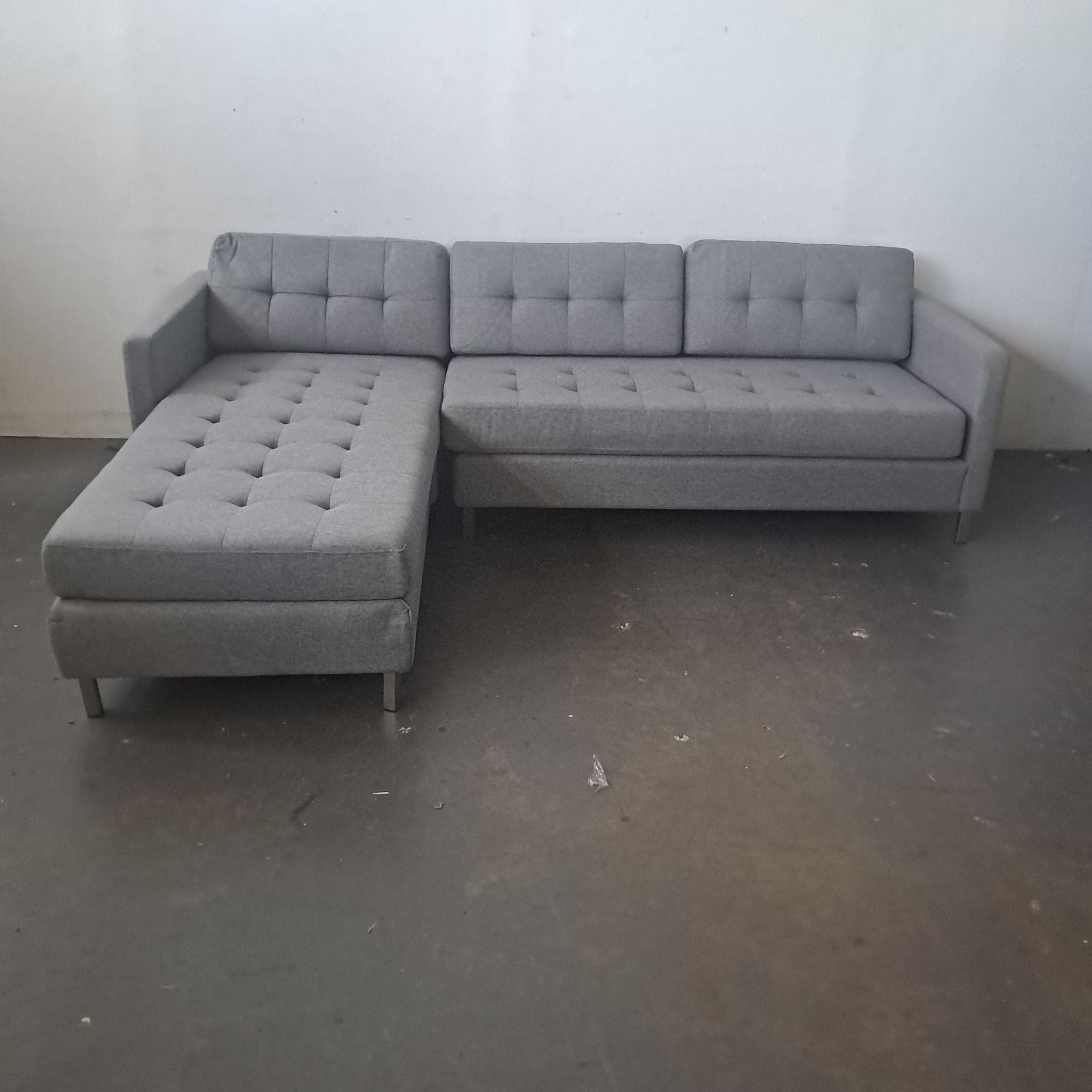 CB2 Gray Modern Sectional Sofa with Chaise - Image 1