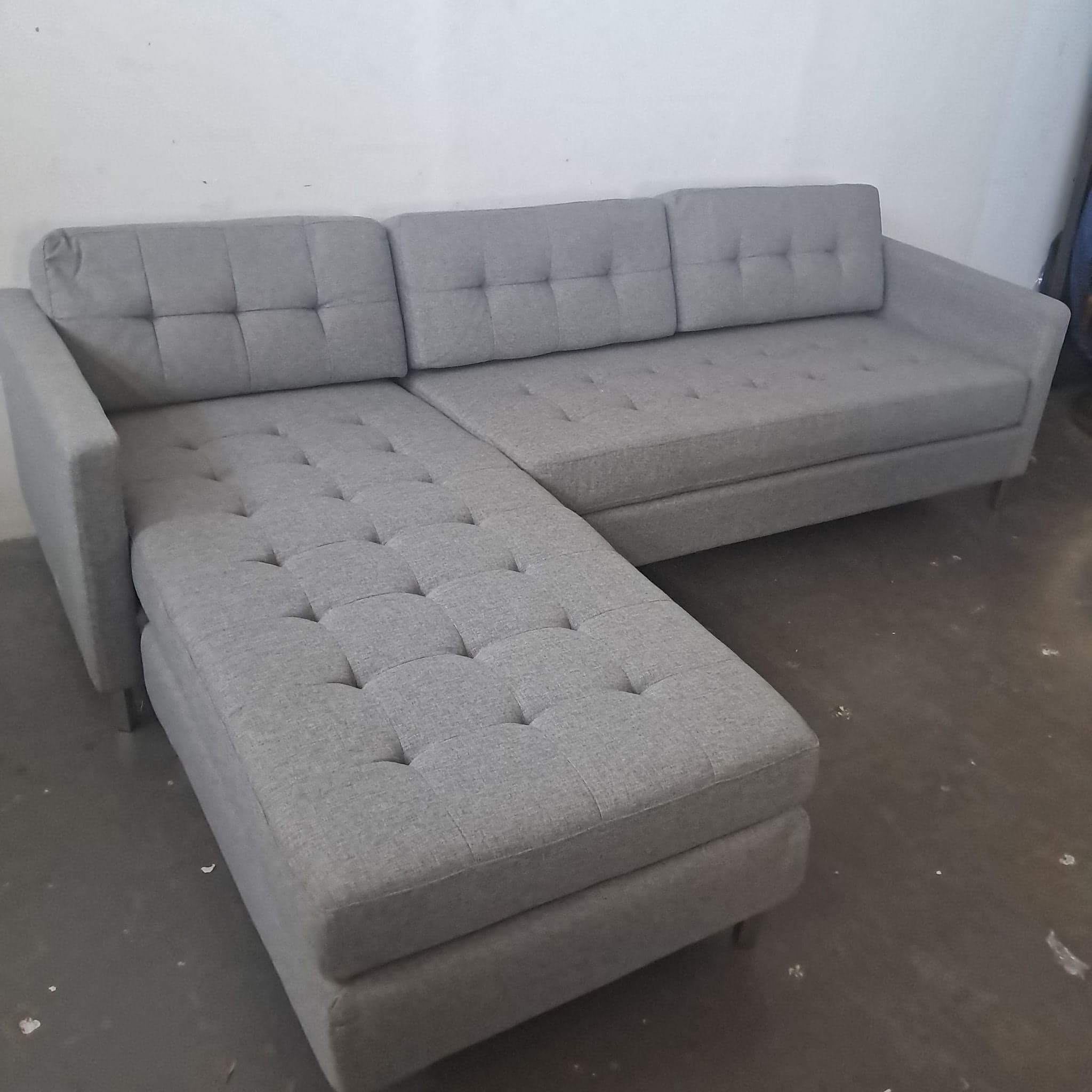 CB2 Gray Modern Sectional Sofa with Chaise - Thumbnail 2