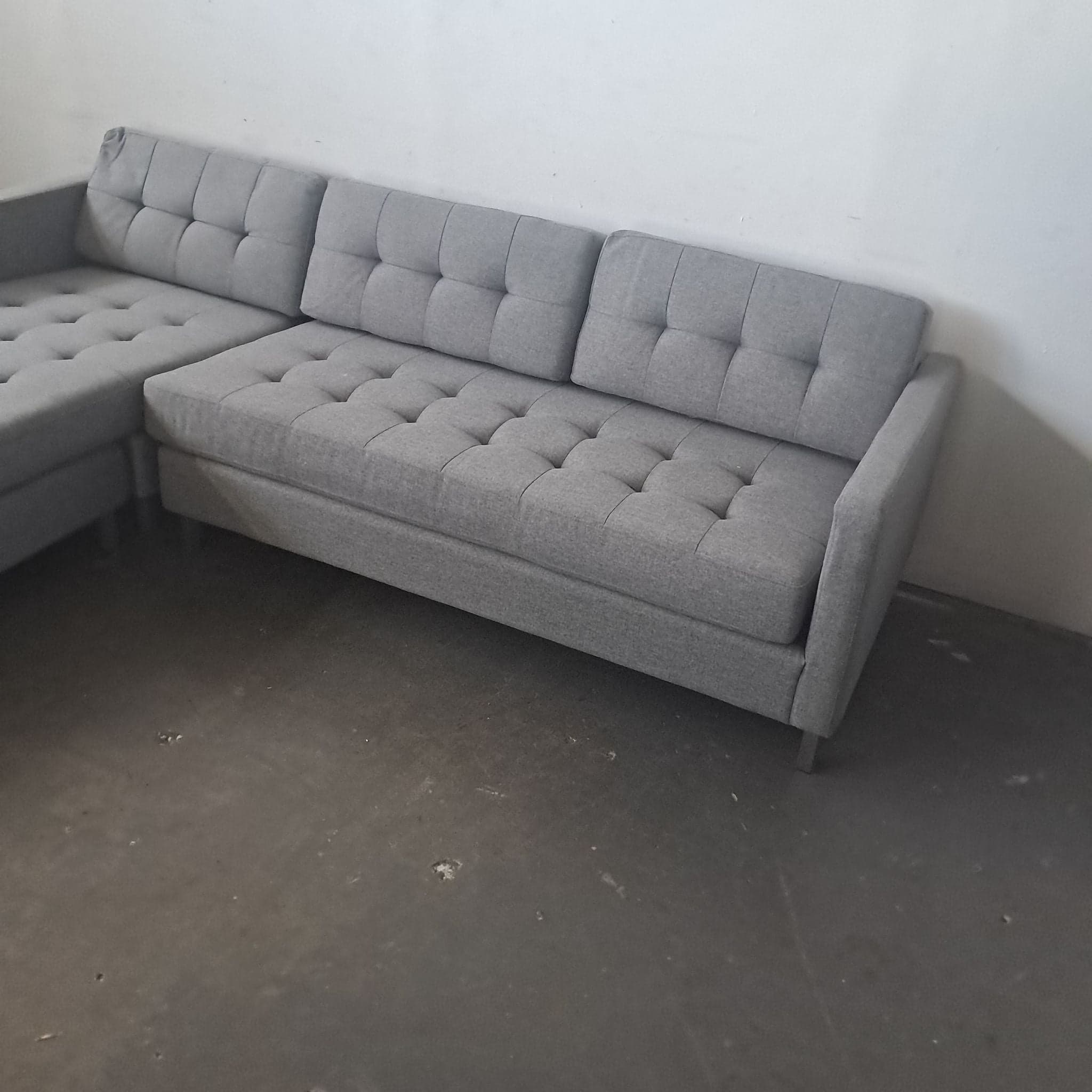 CB2 Gray Modern Sectional Sofa with Chaise - Thumbnail 4
