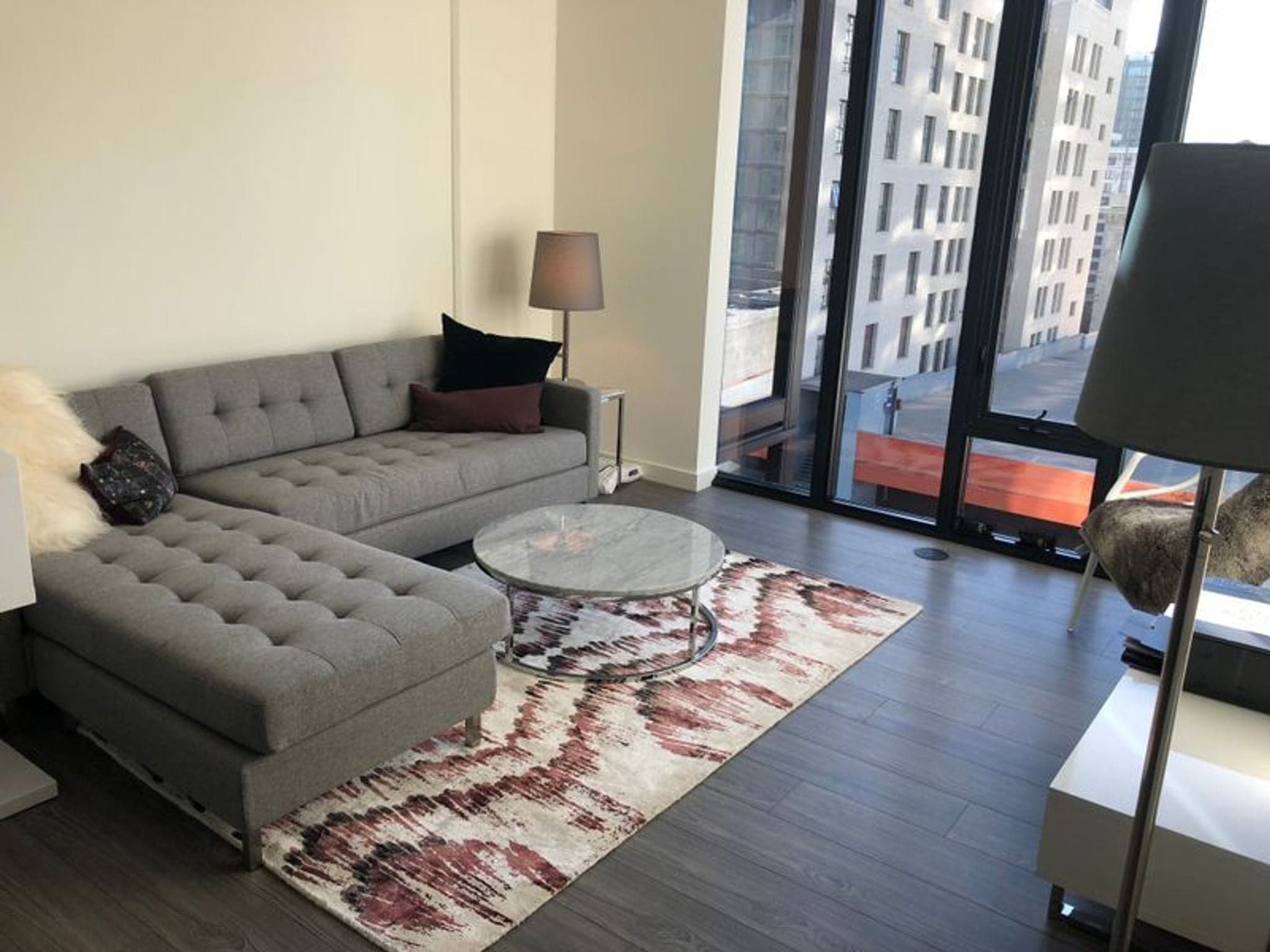 CB2 Gray Modern Sectional Sofa with Chaise - Thumbnail 3