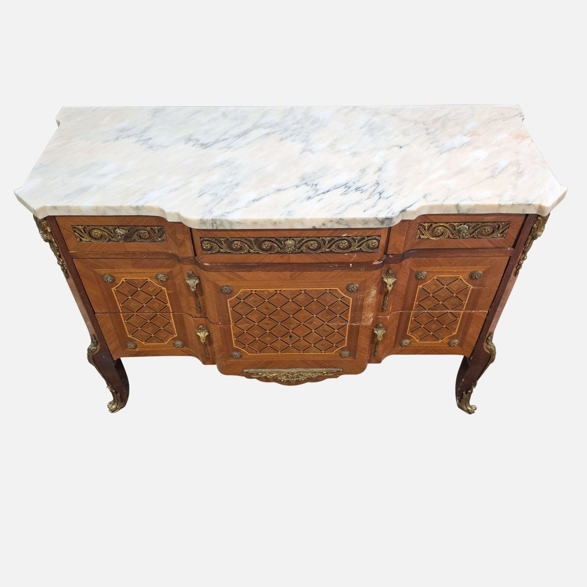 Antique Sideboard with Marble Top - Thumbnail 2