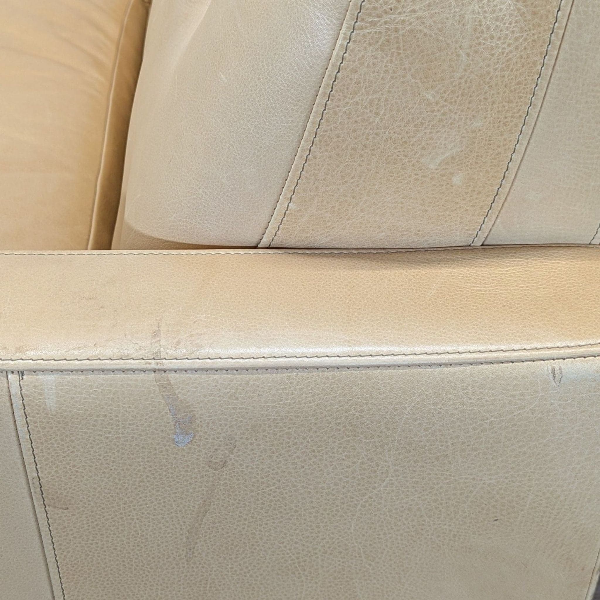 Room & Board Wells 3-Seat Tan Leather Sofa with Button Tufted Back - Thumbnail 5