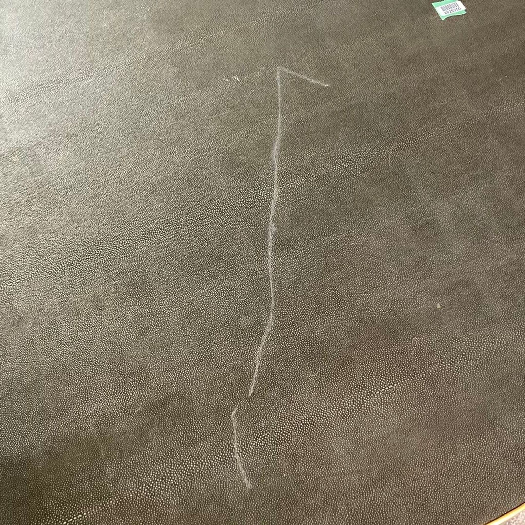 Restoration Hardware Graydon Shagreen Round Black Coffee Table with Brass Trim - Thumbnail 4