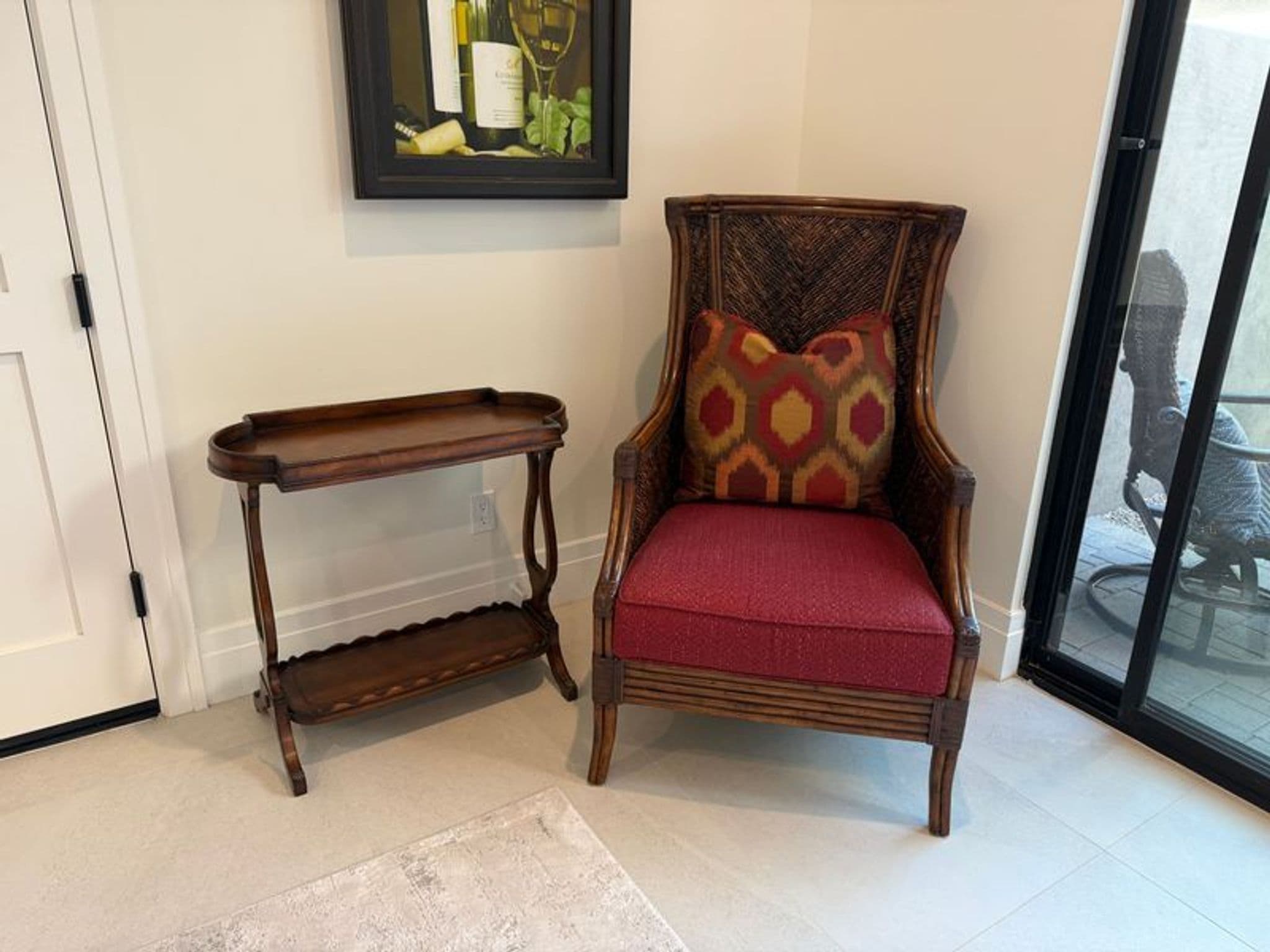 Lexington Furniture Lounge Chair with Red Cushion and Accent Pillow - Thumbnail 3