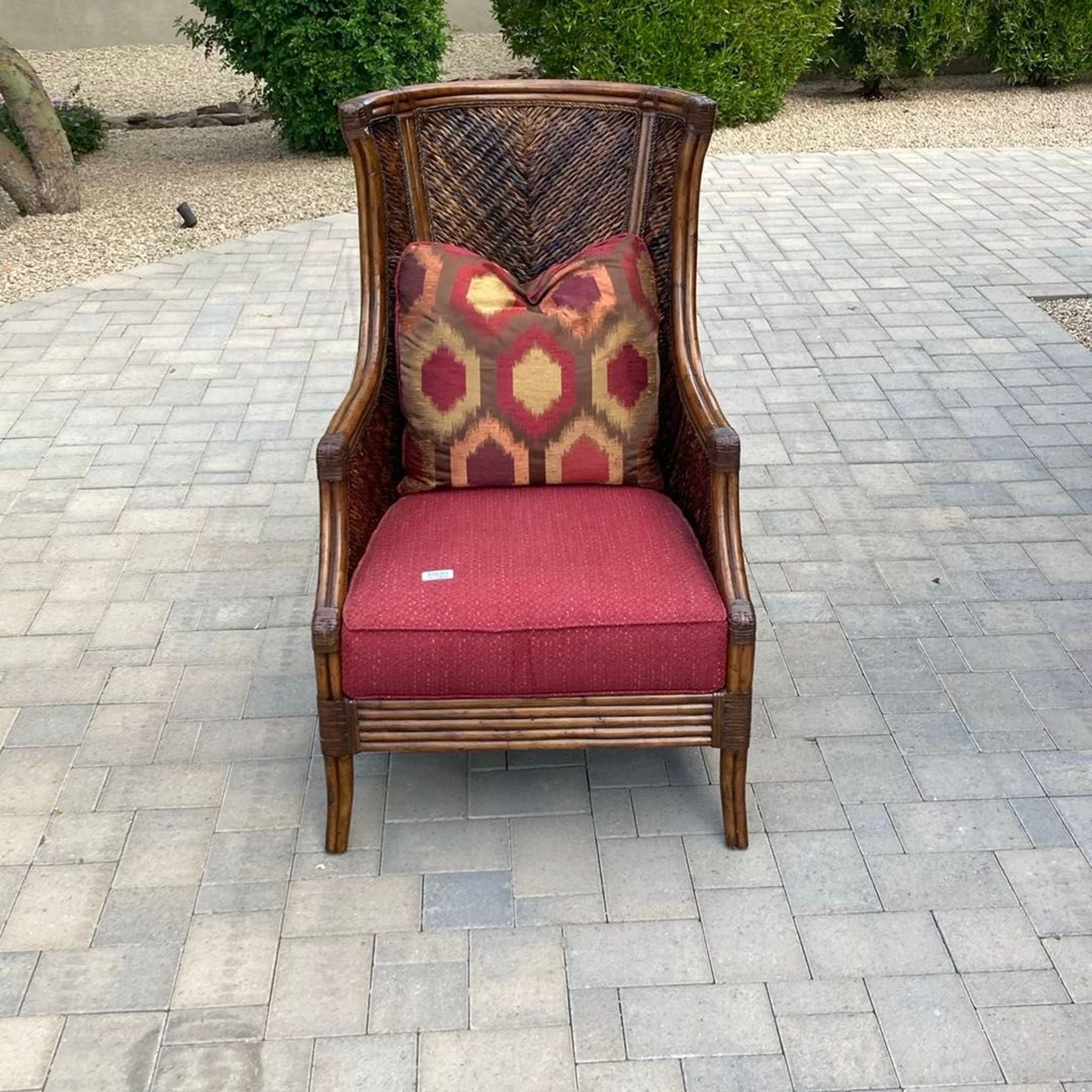 Lexington Furniture Lounge Chair with Red Cushion and Accent Pillow - Image 1