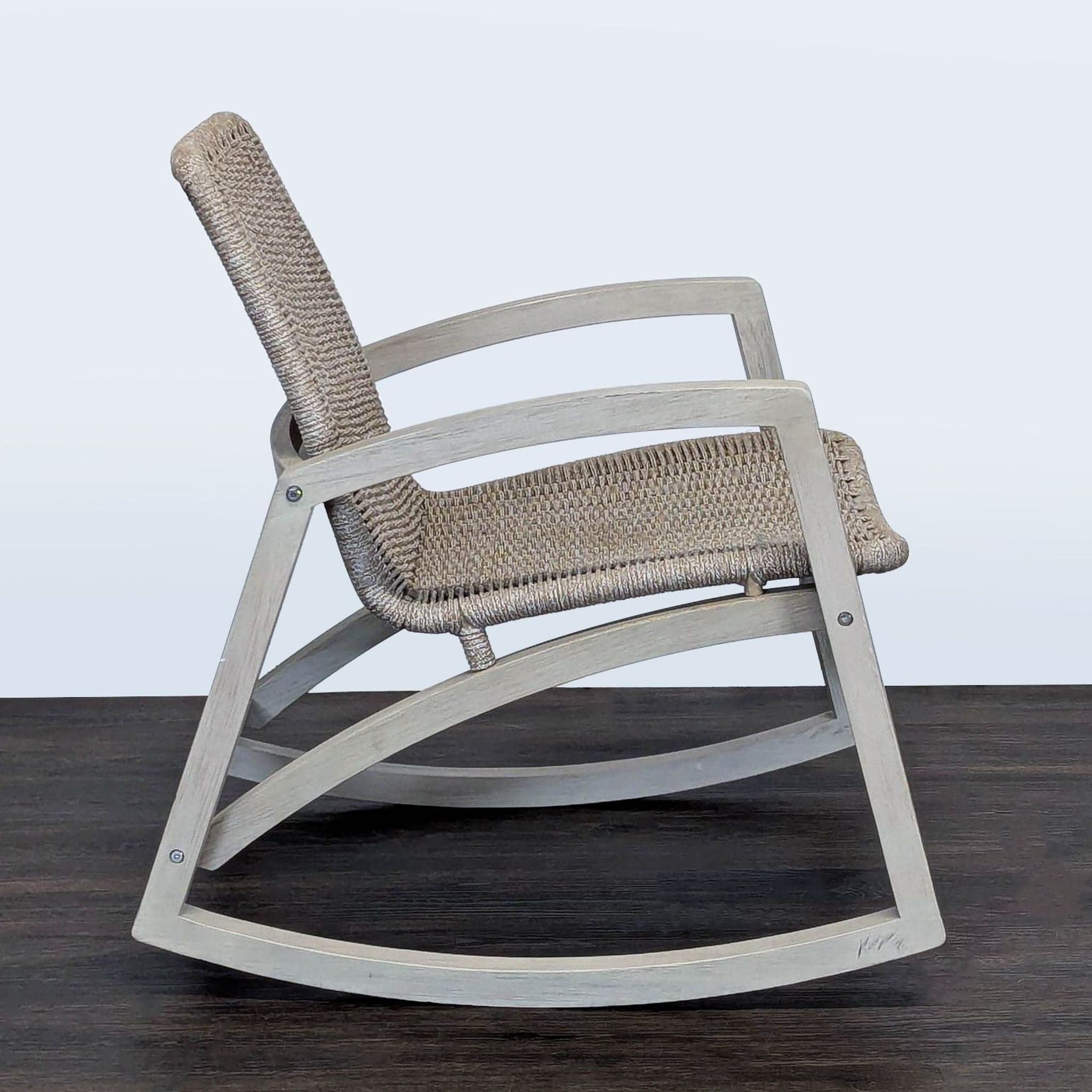 Article Lynea Modern Woven Rope Lounge Rocking Chair - Light Wood Frame - Thumbnail 2