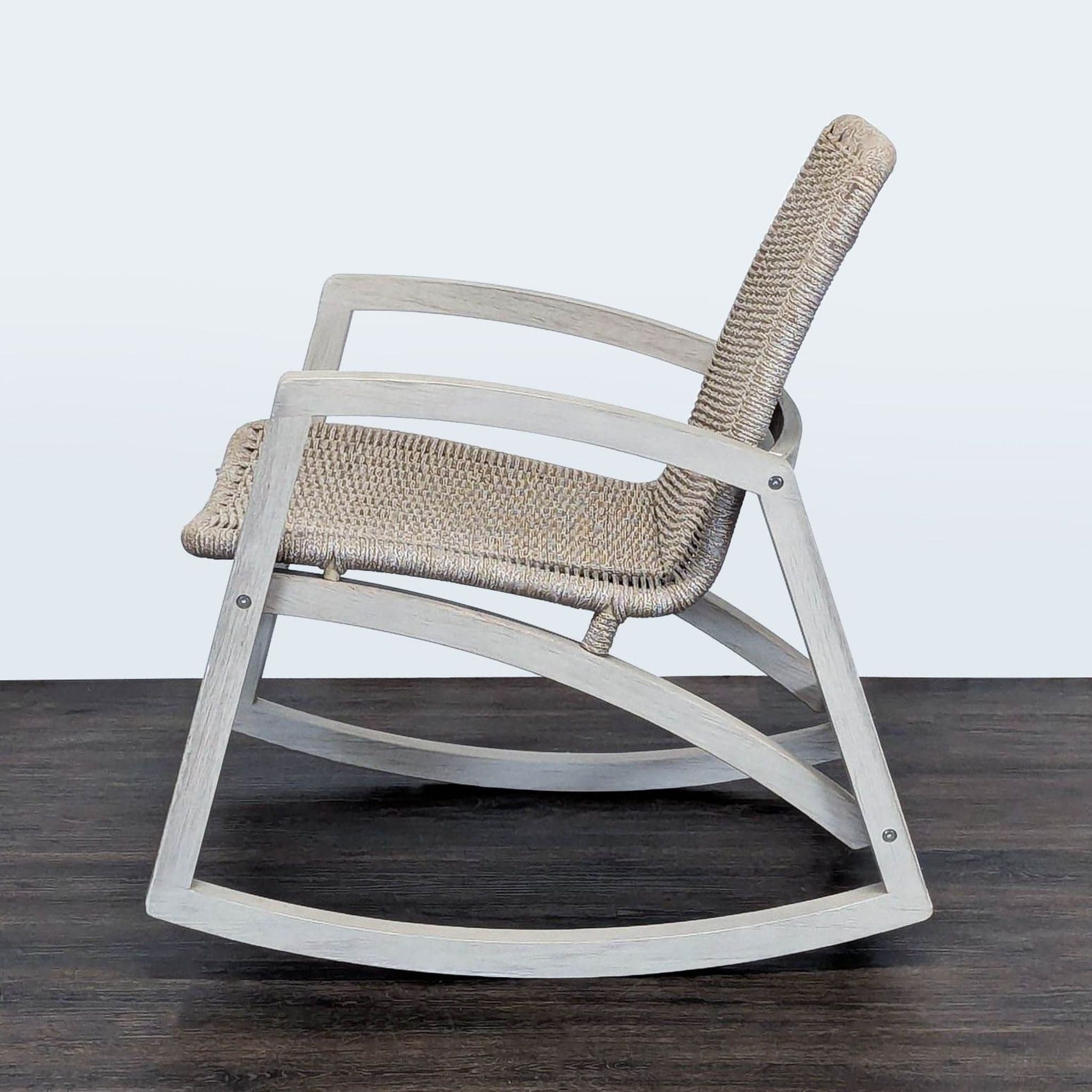 Article Lynea Modern Woven Rope Lounge Rocking Chair - Light Wood Frame - Thumbnail 5