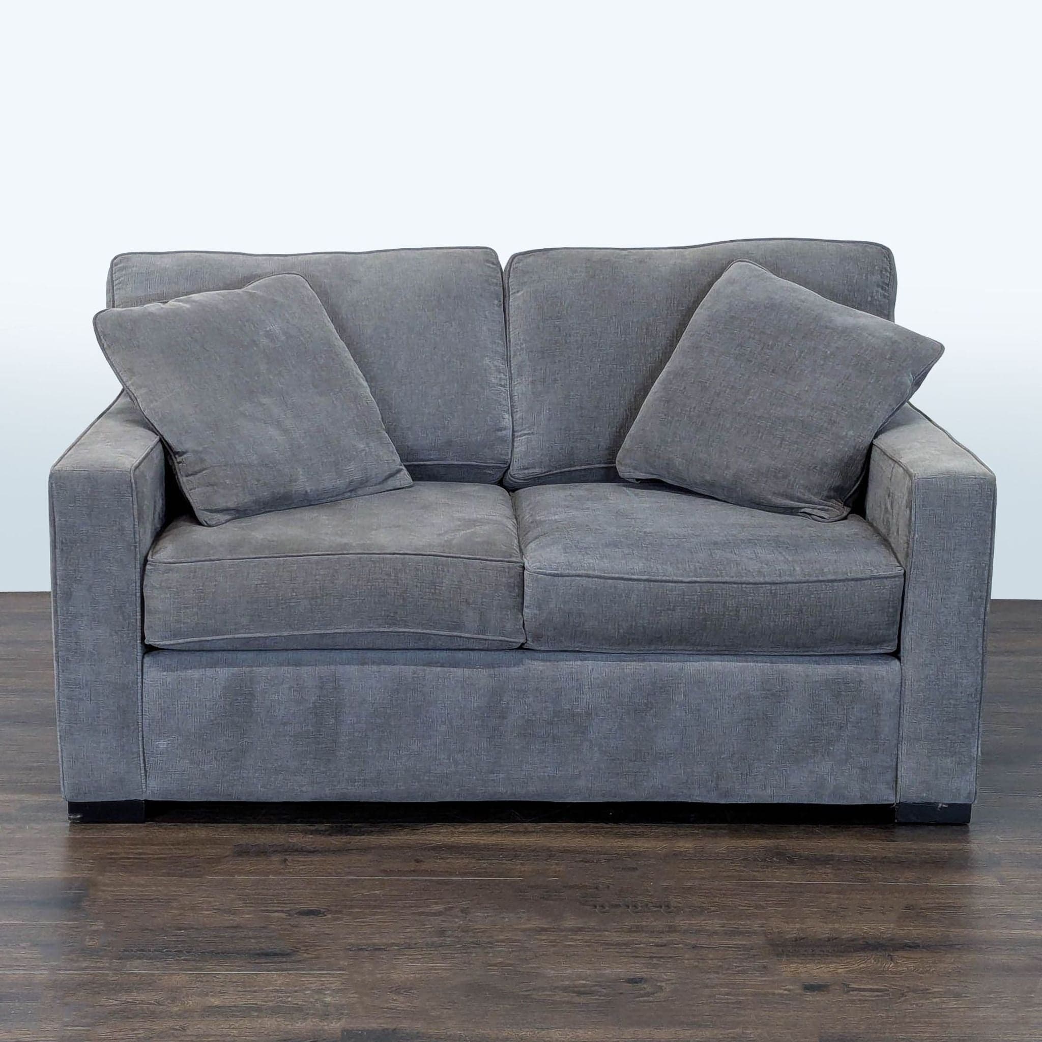 Jonathan Louis Modern Gray Loveseat with Loose Back Cushions - Image 1
