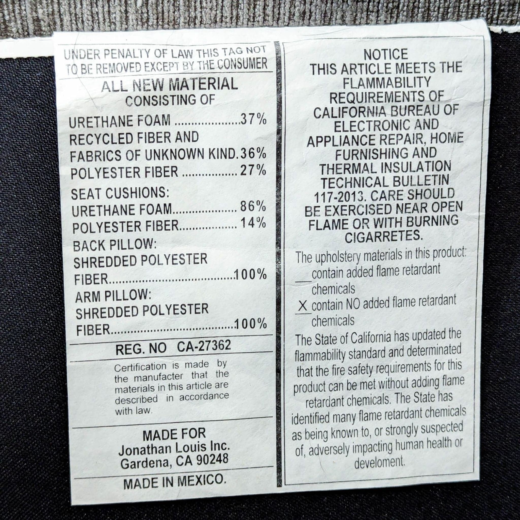 Jonathan Louis Modern Gray Loveseat with Loose Back Cushions - Thumbnail 9