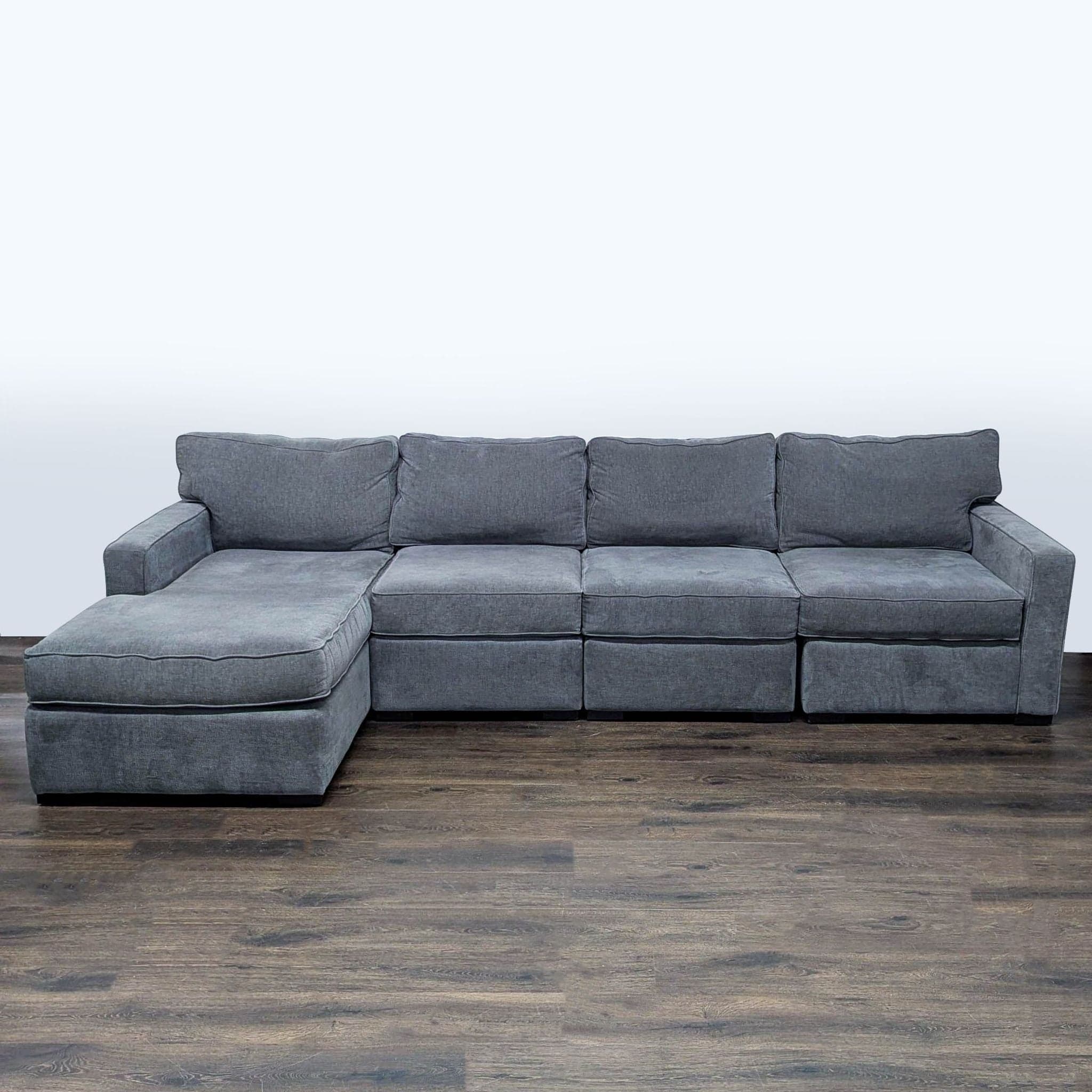 Jonathan Louis Gray Fabric Sectional Sofa with Chaise - Comfortable & Spacious - Image 1