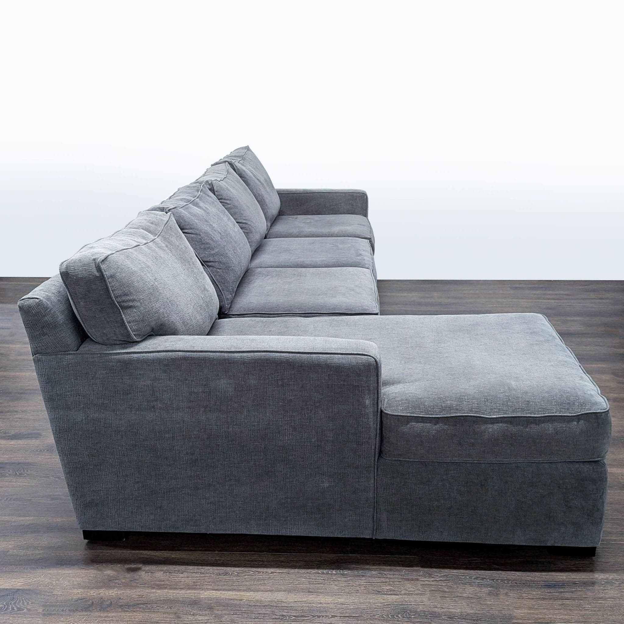 Jonathan Louis Gray Fabric Sectional Sofa with Chaise - Comfortable & Spacious - Thumbnail 2