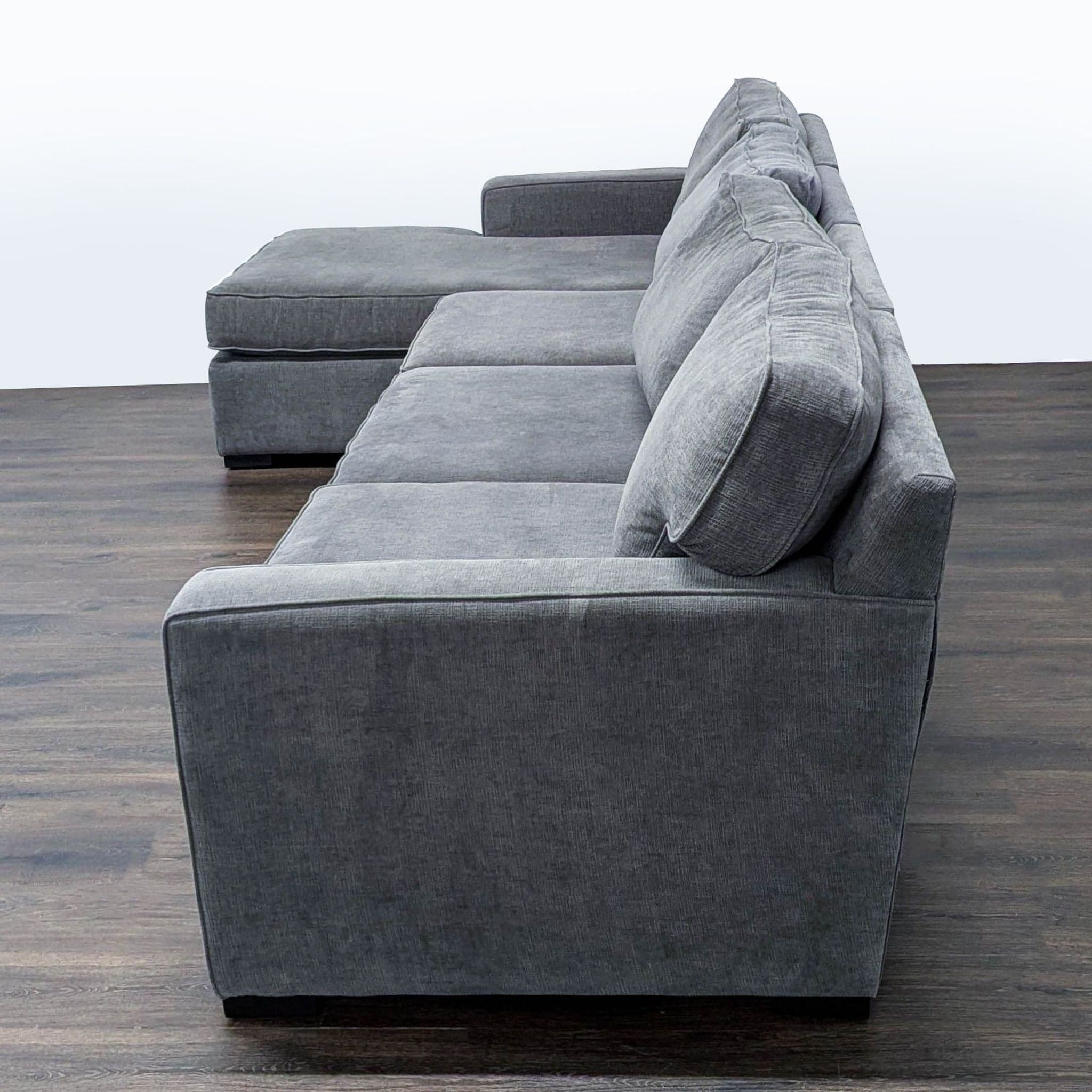 Jonathan Louis Gray Fabric Sectional Sofa with Chaise - Comfortable & Spacious - Thumbnail 3