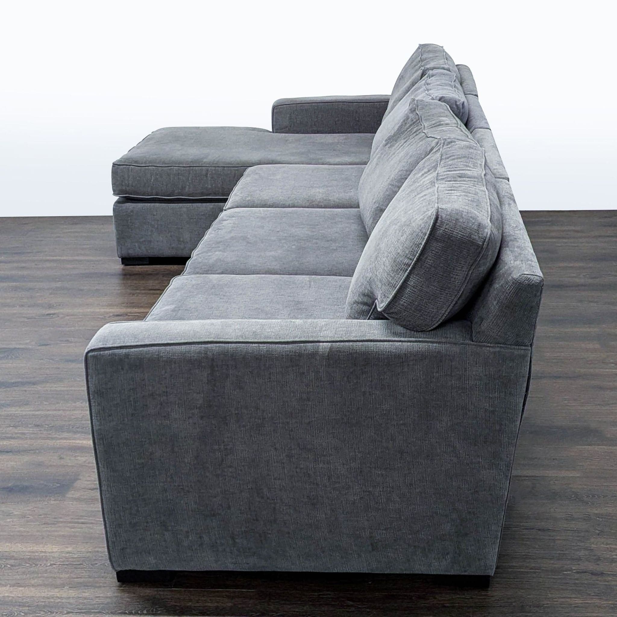 Jonathan Louis Gray Fabric Sectional Sofa with Chaise - Comfortable & Spacious - Thumbnail 4