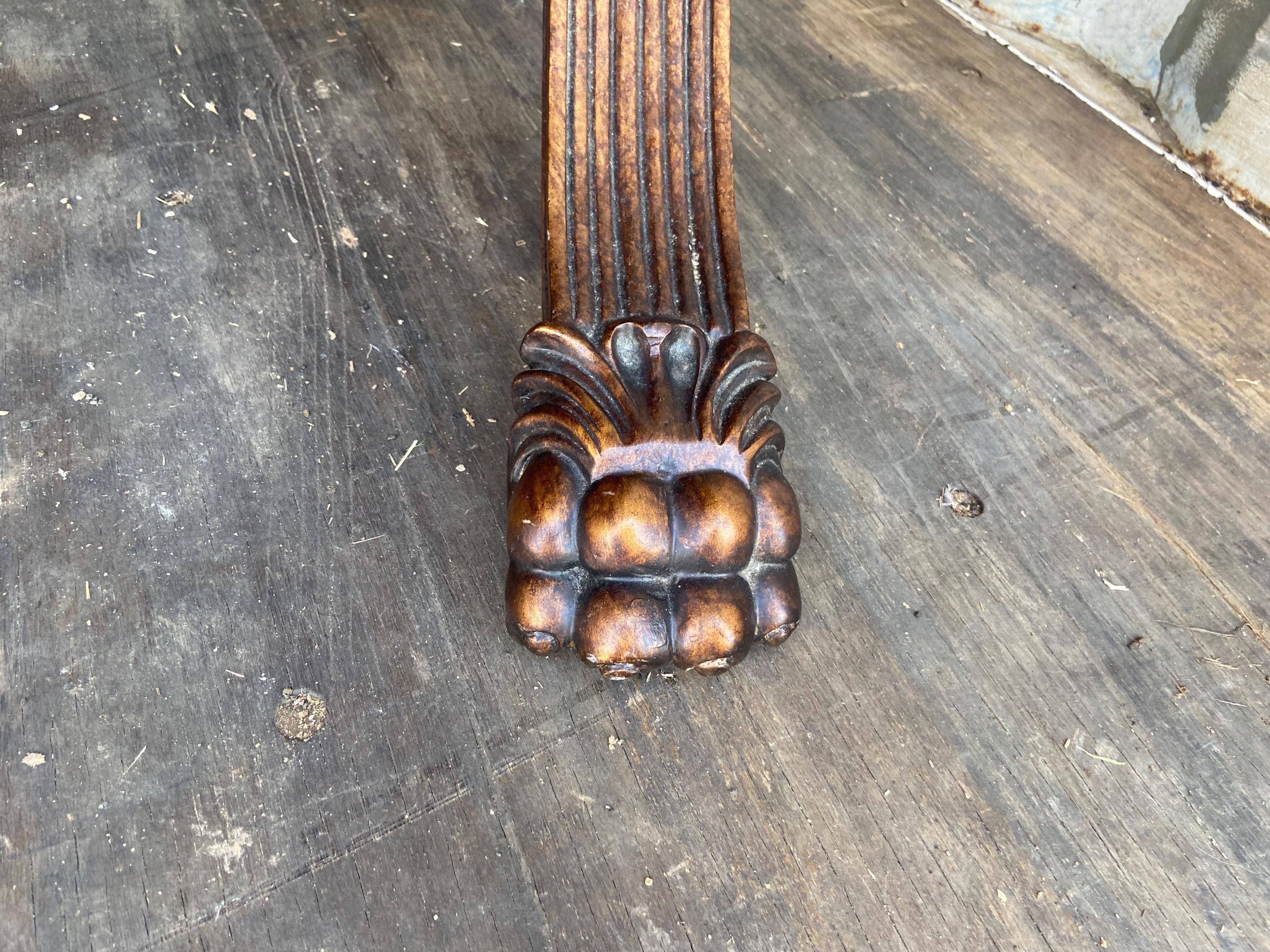 antique partners desk leather top lions paw needs restoration - Thumbnail 2