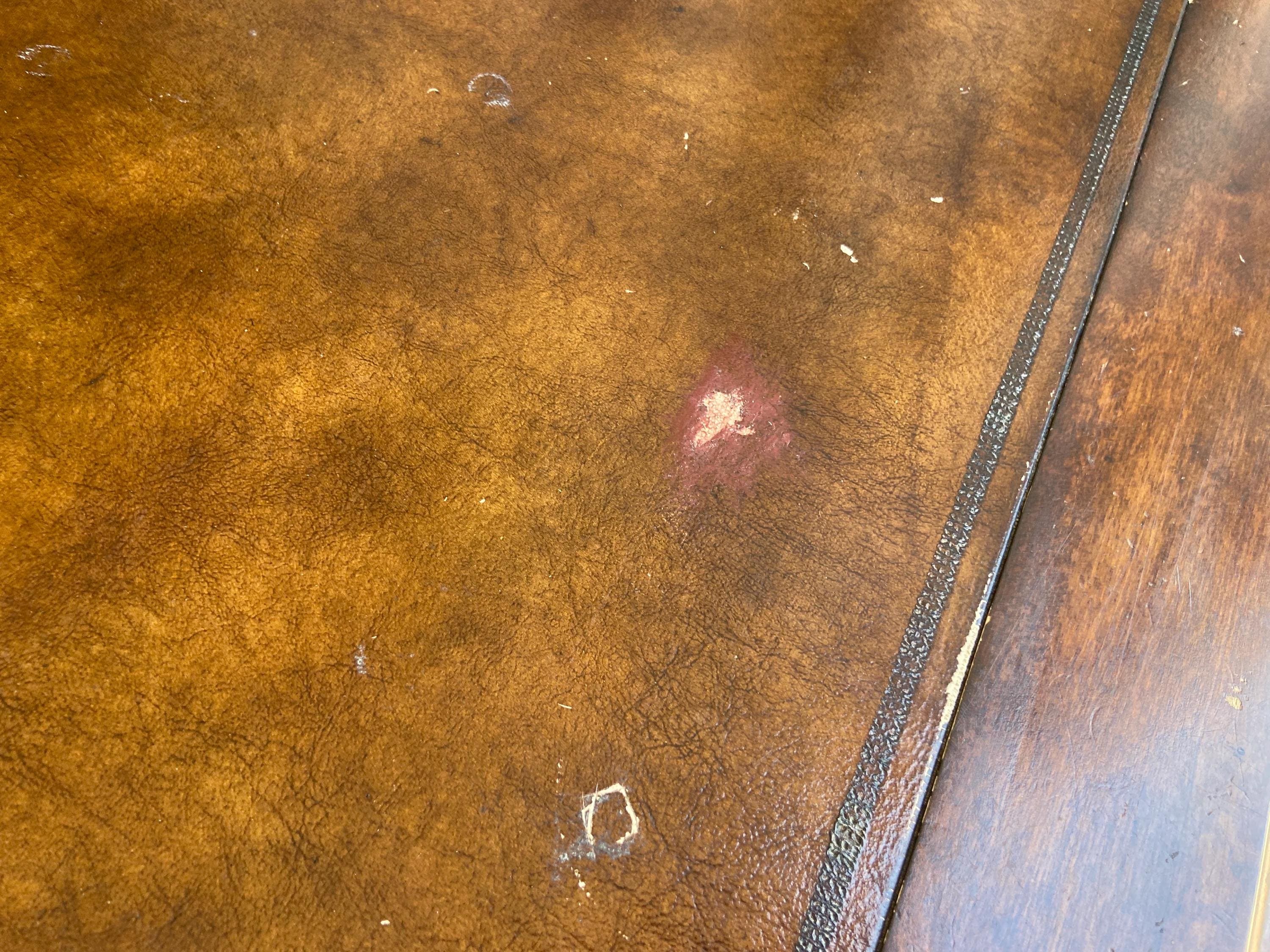 antique partners desk leather top lions paw needs restoration - Thumbnail 5