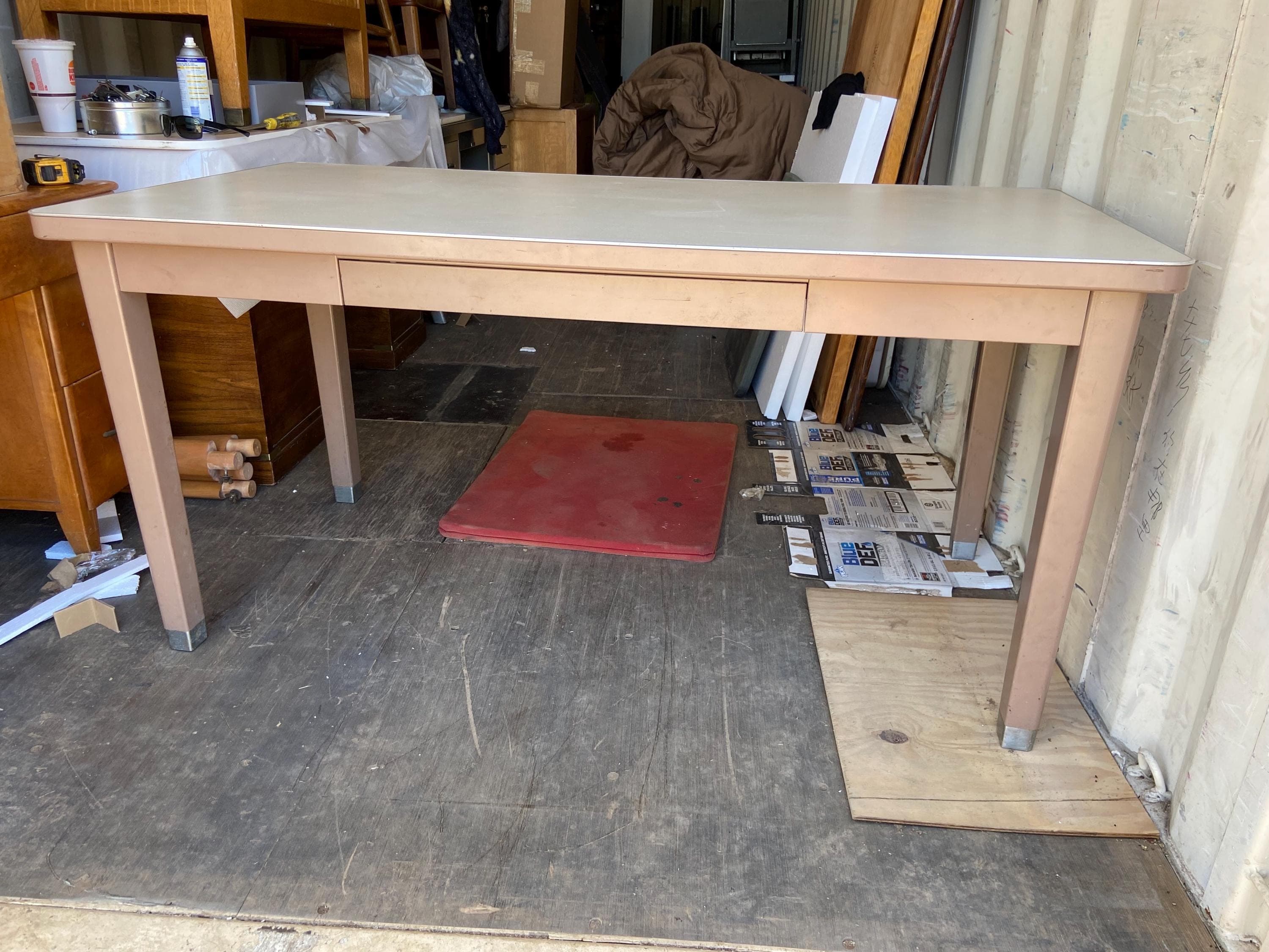 vintage mid century modern steel tanker desk table - Image 1