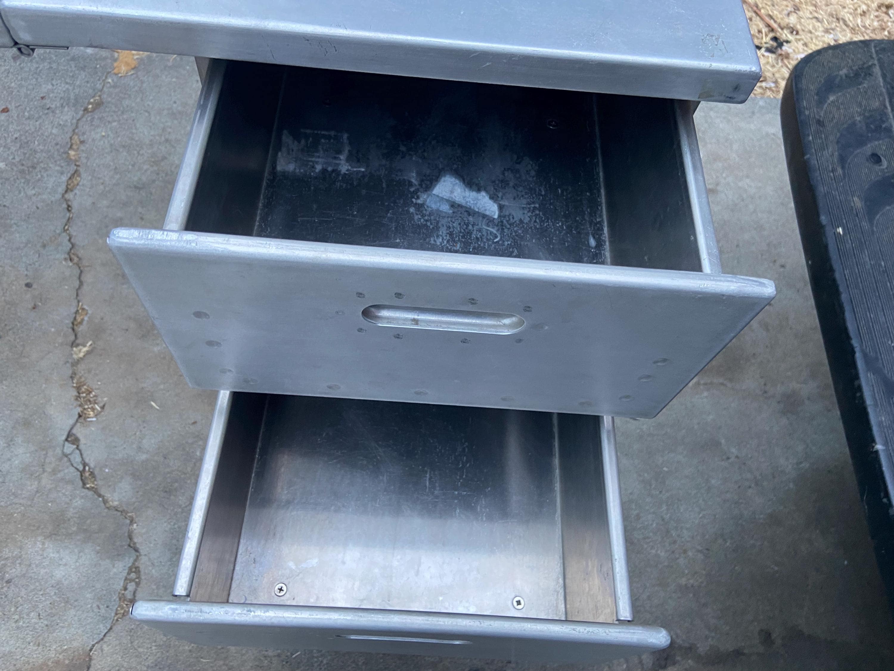 vintage military aluminum folding field tanker desk WWII era - Thumbnail 7