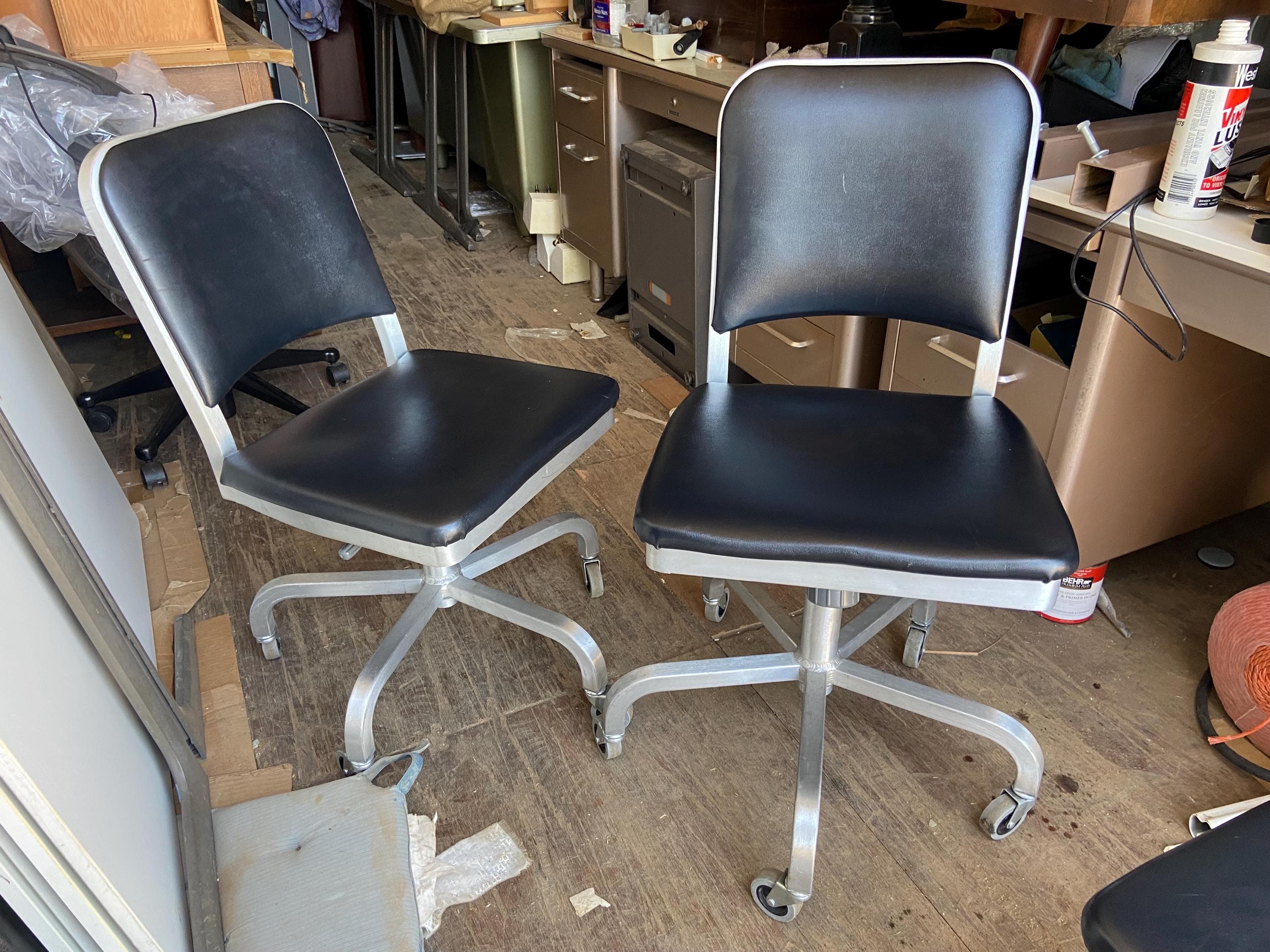 emeco navy swivel aluminum desk leather chair - Thumbnail 2