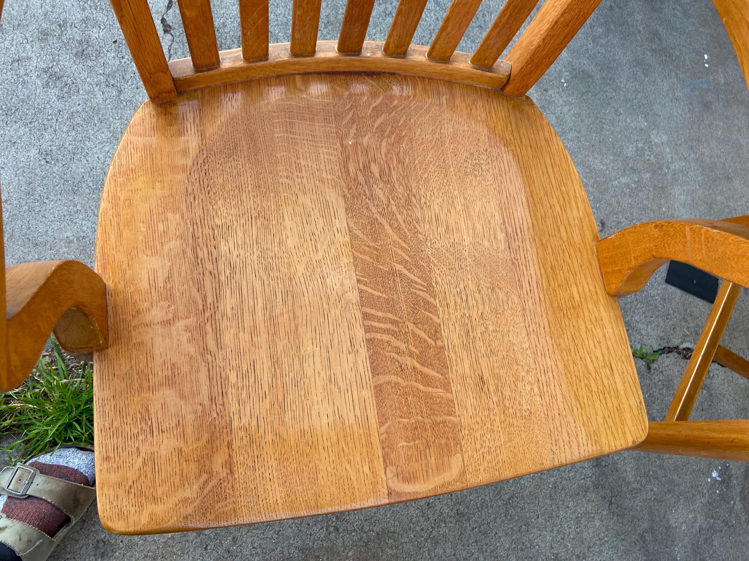 Antique Jasper Furniture Seating Bankers Golden Oak Chair Set Of 7 - Thumbnail 5