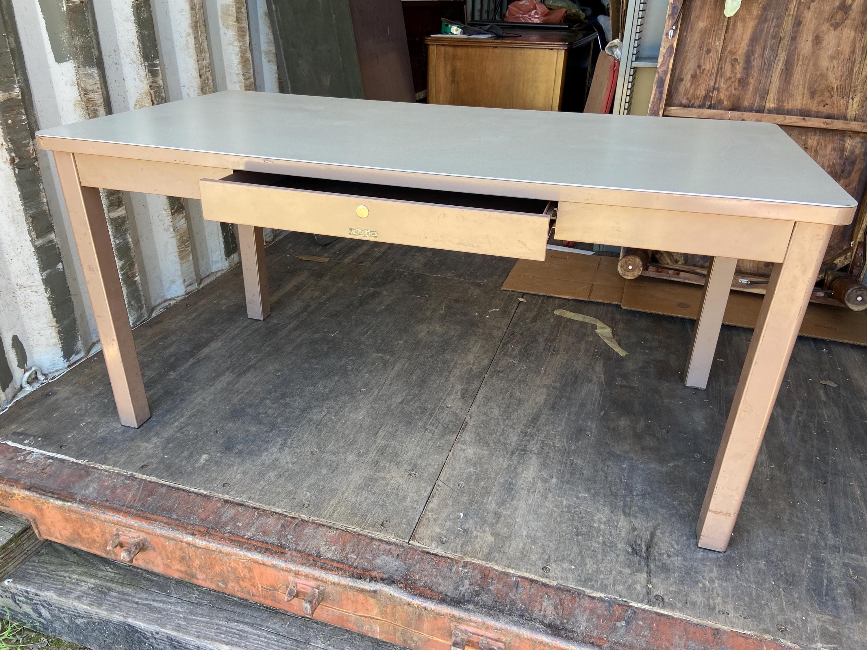 McDowell & Craig vintage mid century modern metal tanker desk - Image 1