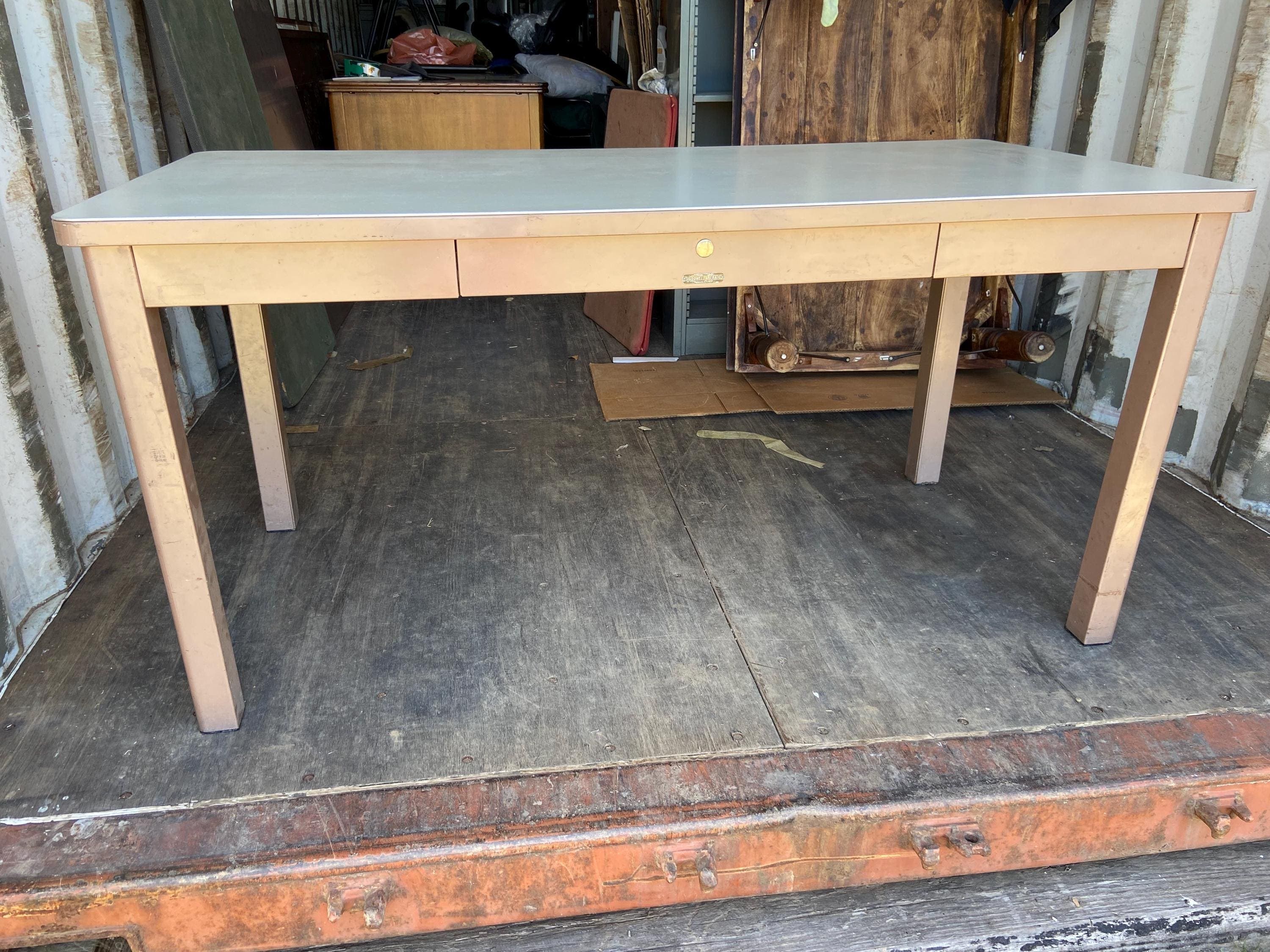 McDowell & Craig vintage mid century modern metal tanker desk - Thumbnail 10