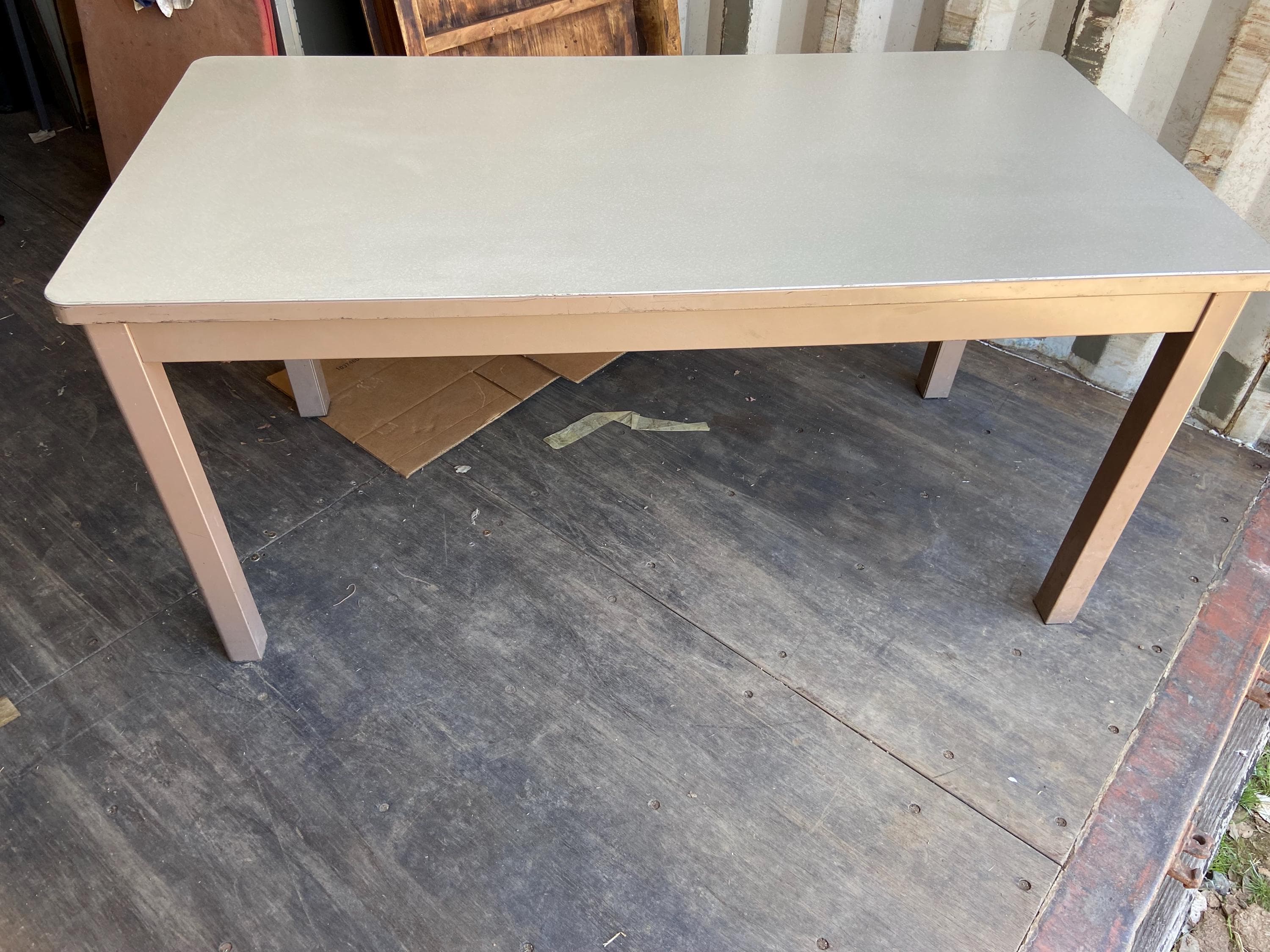 McDowell & Craig vintage mid century modern metal tanker desk - Thumbnail 8