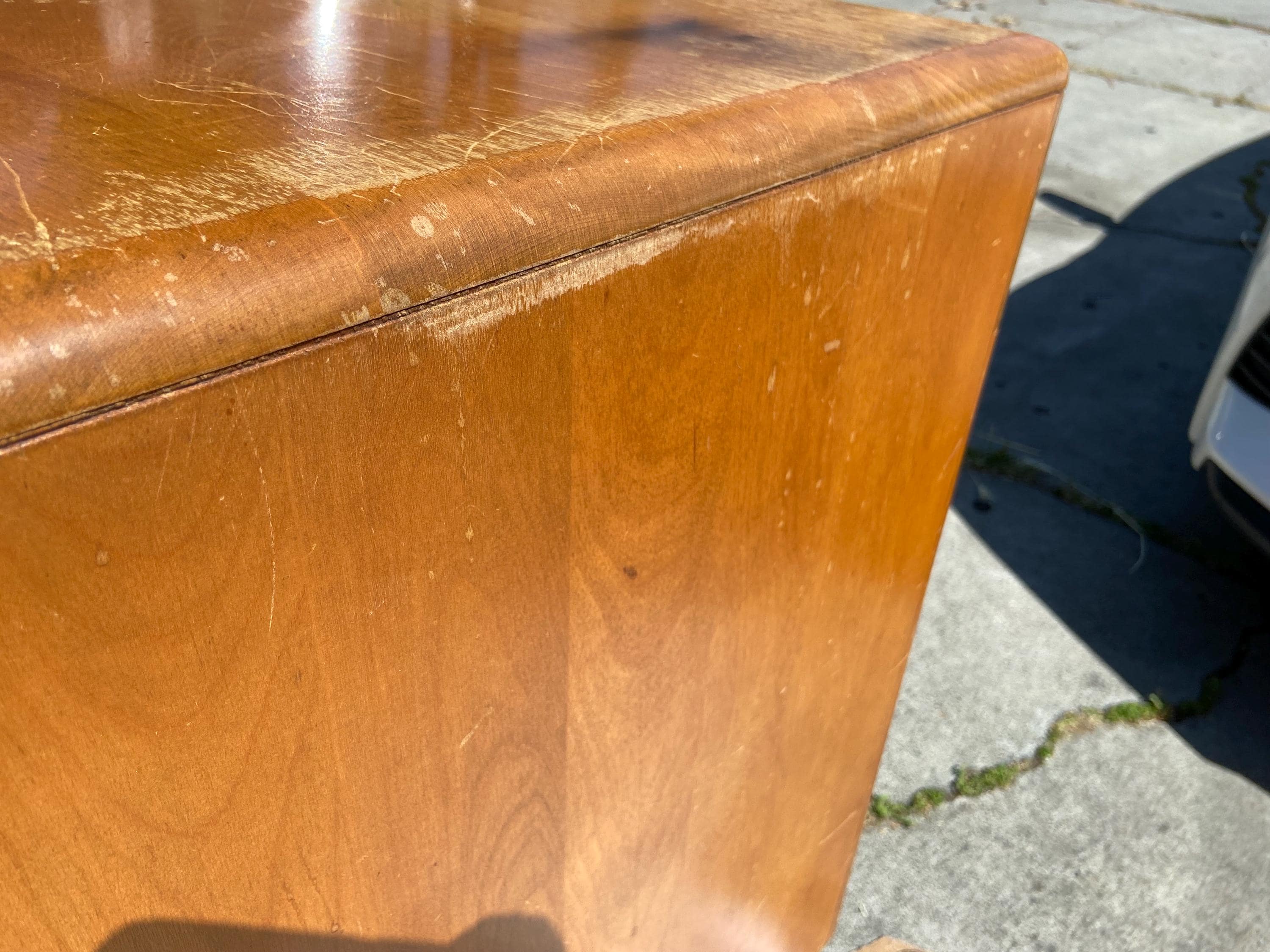 Heywood Wakefield vintage mid century modern maple desk needs restoration - Thumbnail 7