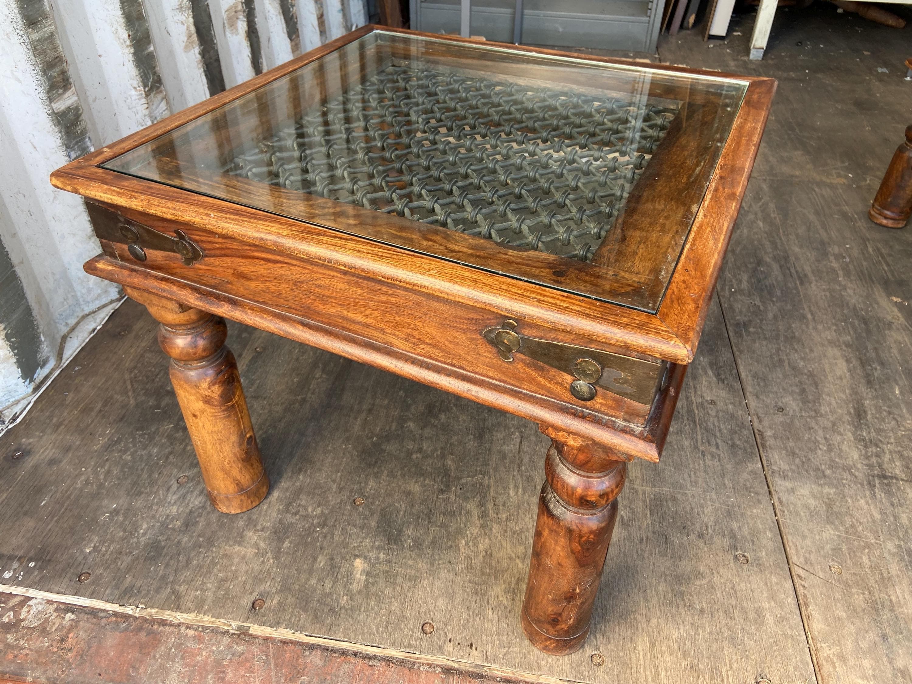 vintage rustic side end table - Image 1