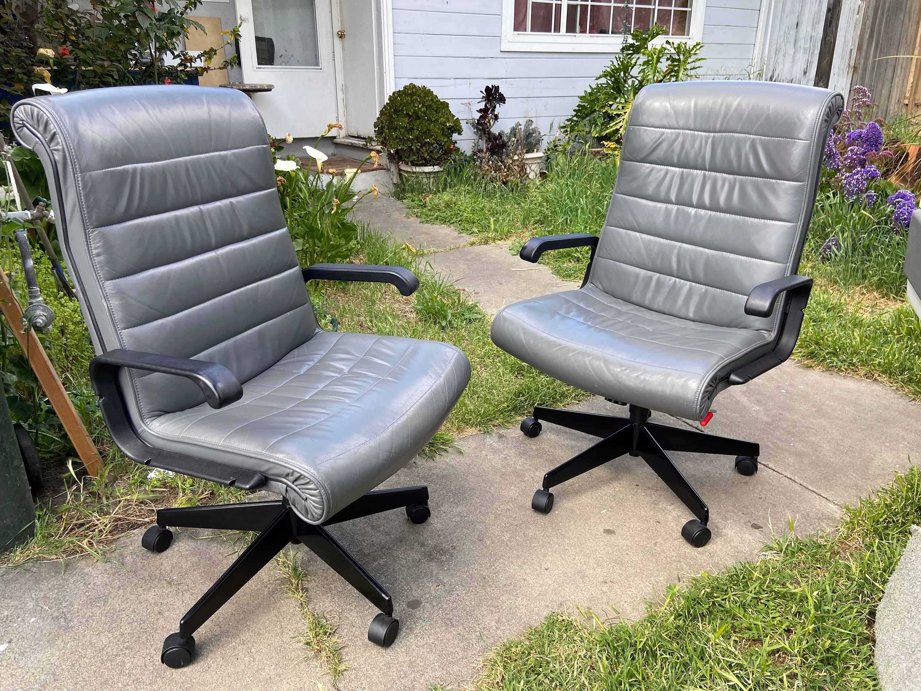 vintage Richard sapper knoll management grey leather chair - Thumbnail 7