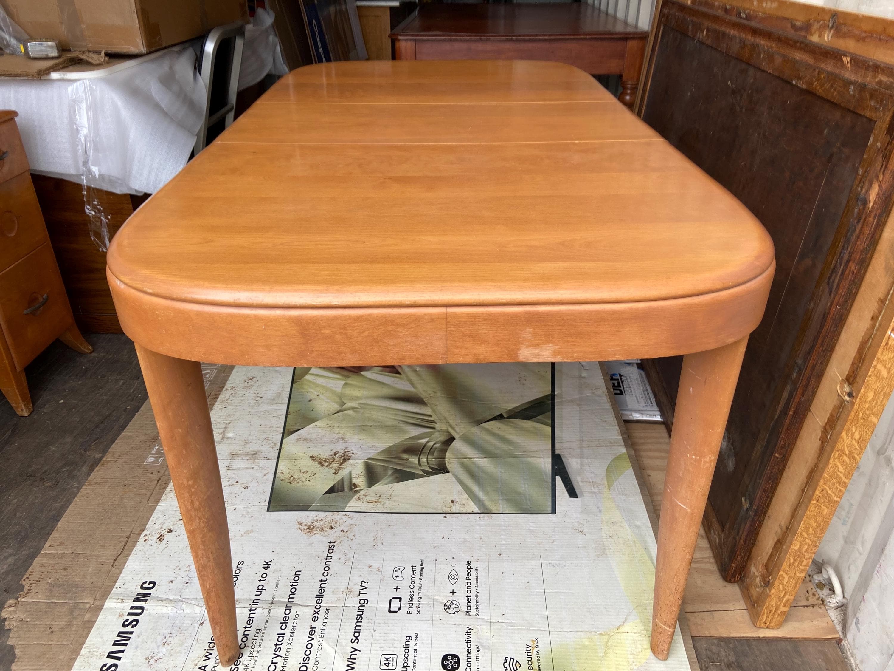 heywood wakefield mid century modern dining table with leaf 64”/34”/29” - Thumbnail 4